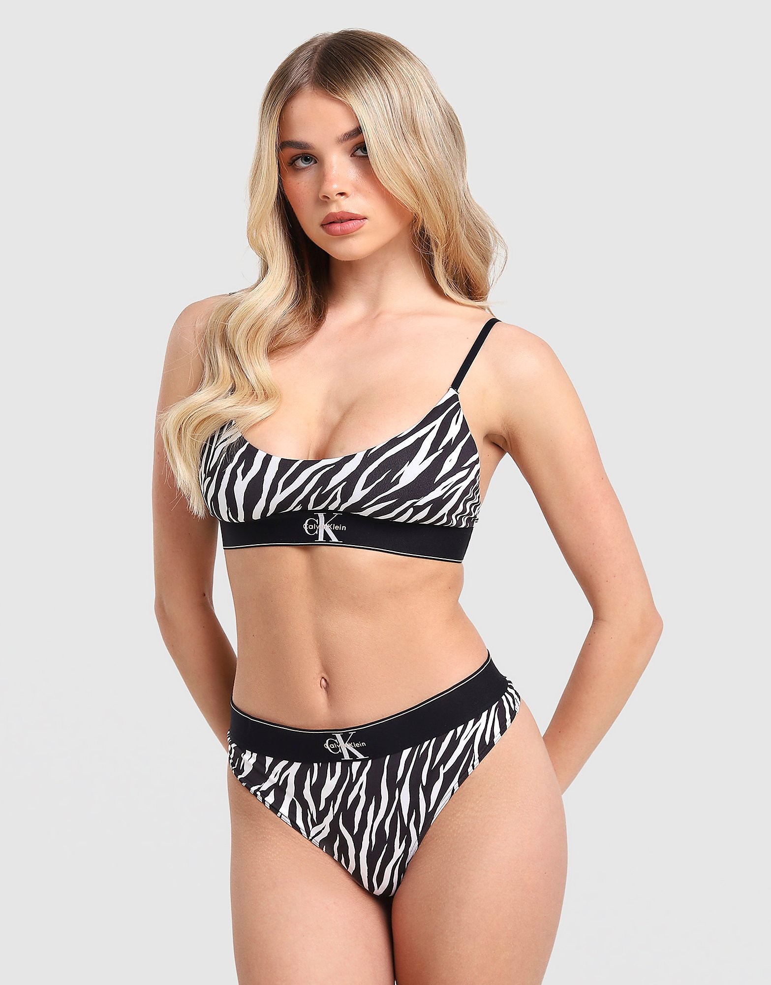 Zebra Print Thong - Damen, Schwarz - female - Size: XS