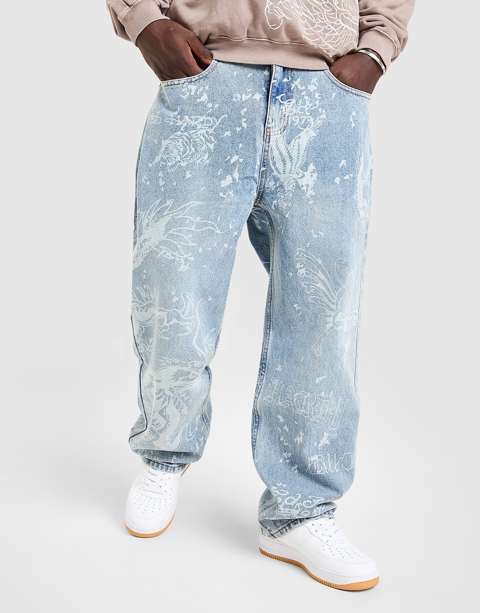 Ed Hardy Dragon All Over Print Jeans