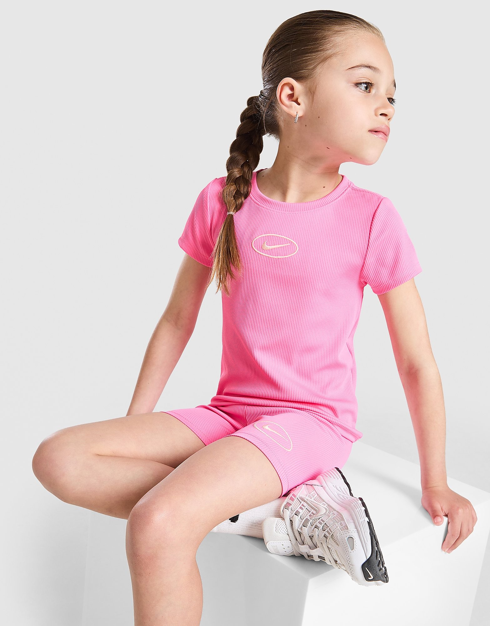 Nike Girls' Ribbed T ShirtShorts Set Children