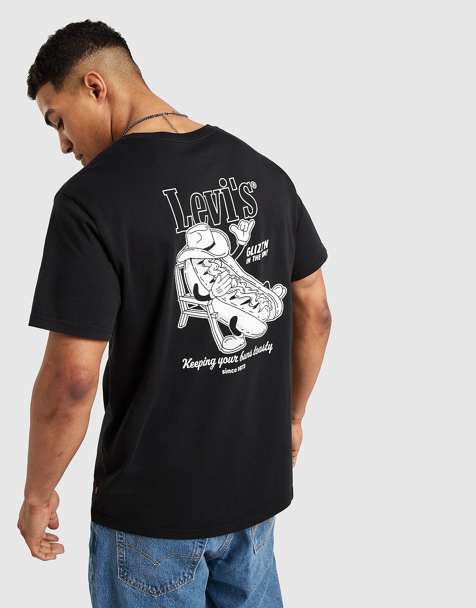 Mens LEVI'S Hotdog T-Shirt - Nero, nero nero Uomo taglia S