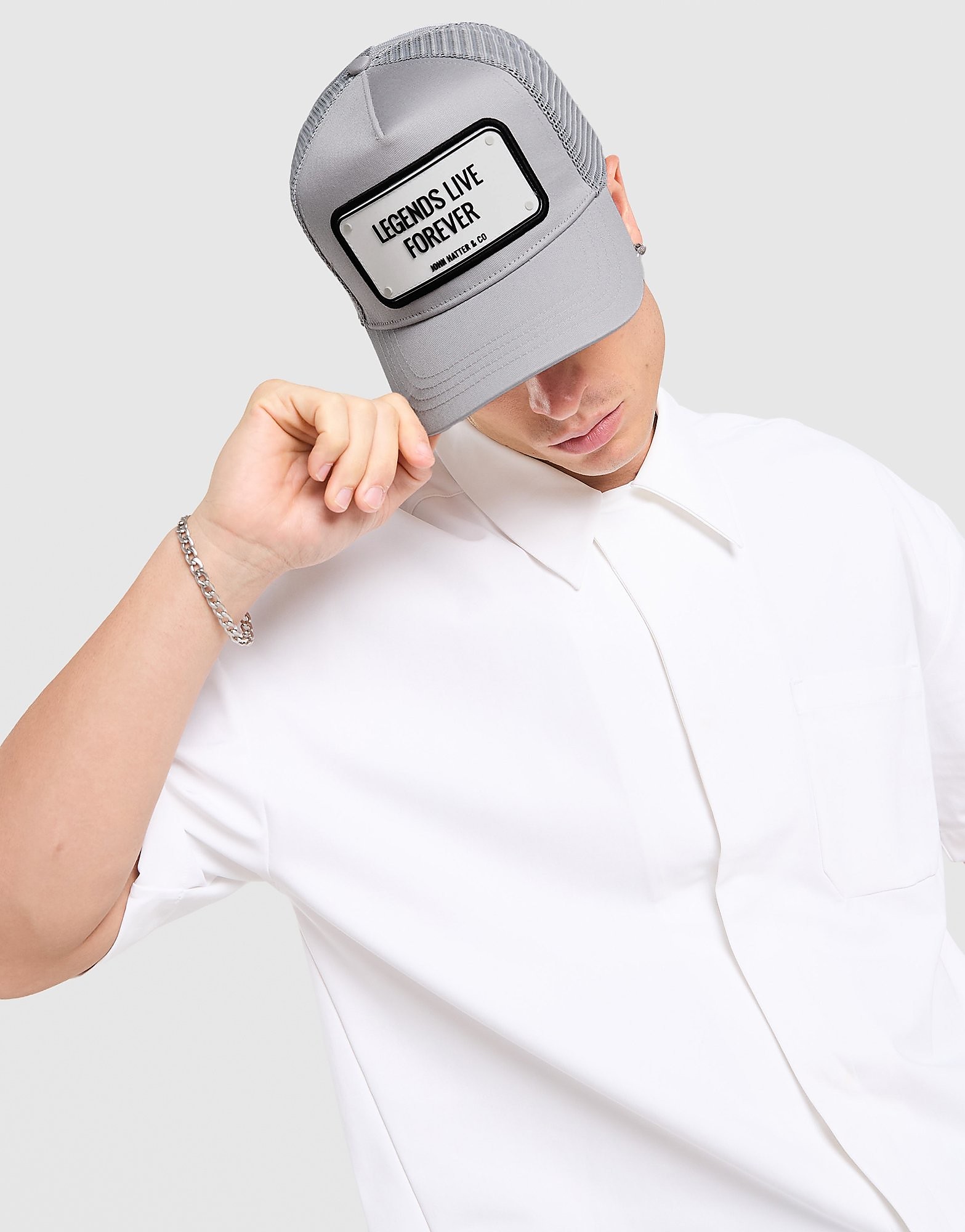 John Hatter & Co Legends Rubber Trucker Cap - Grijs- Dames, Grijs One Size