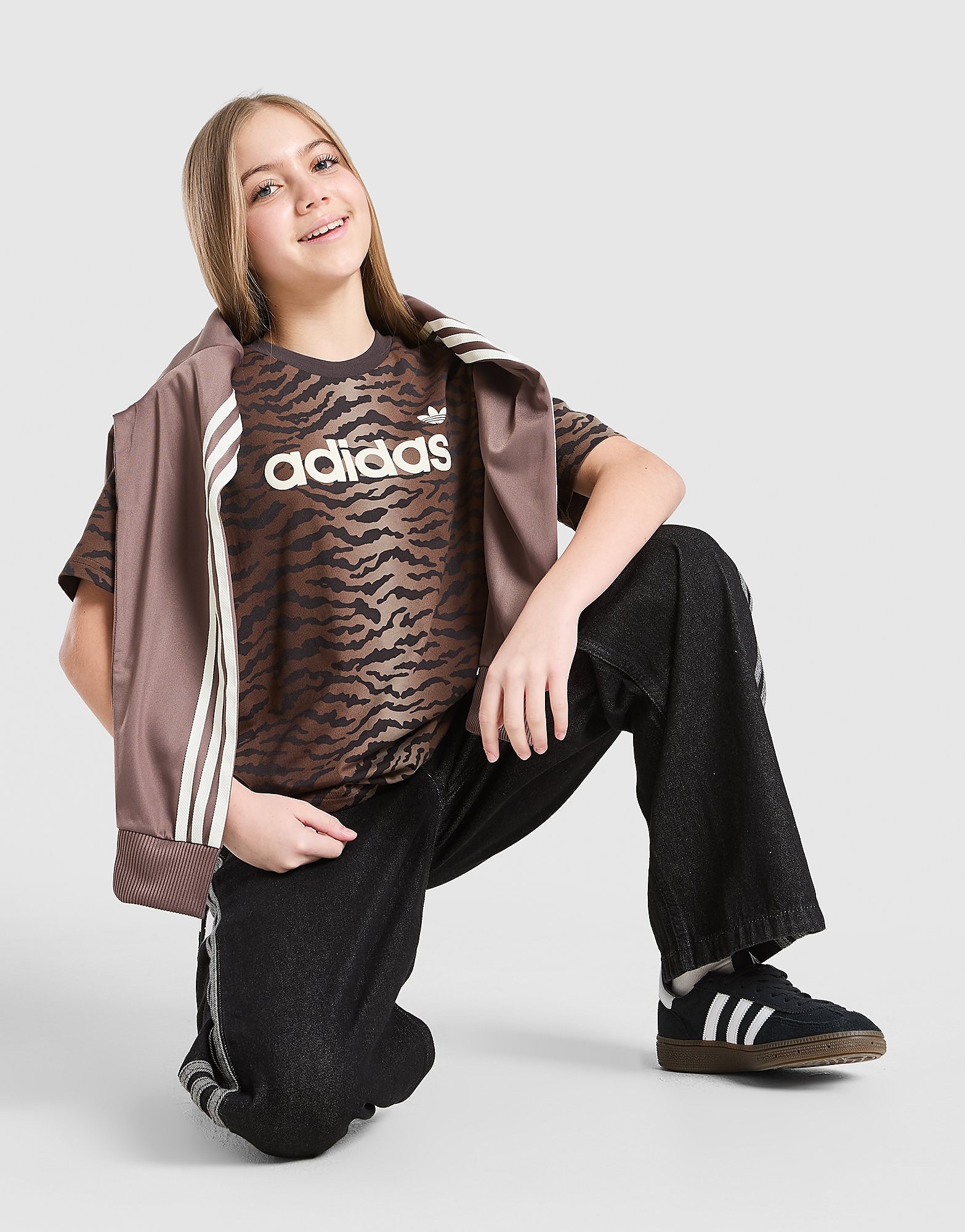 adidas Originals Girls' Tiger Print T Shirt Junior - vue 1