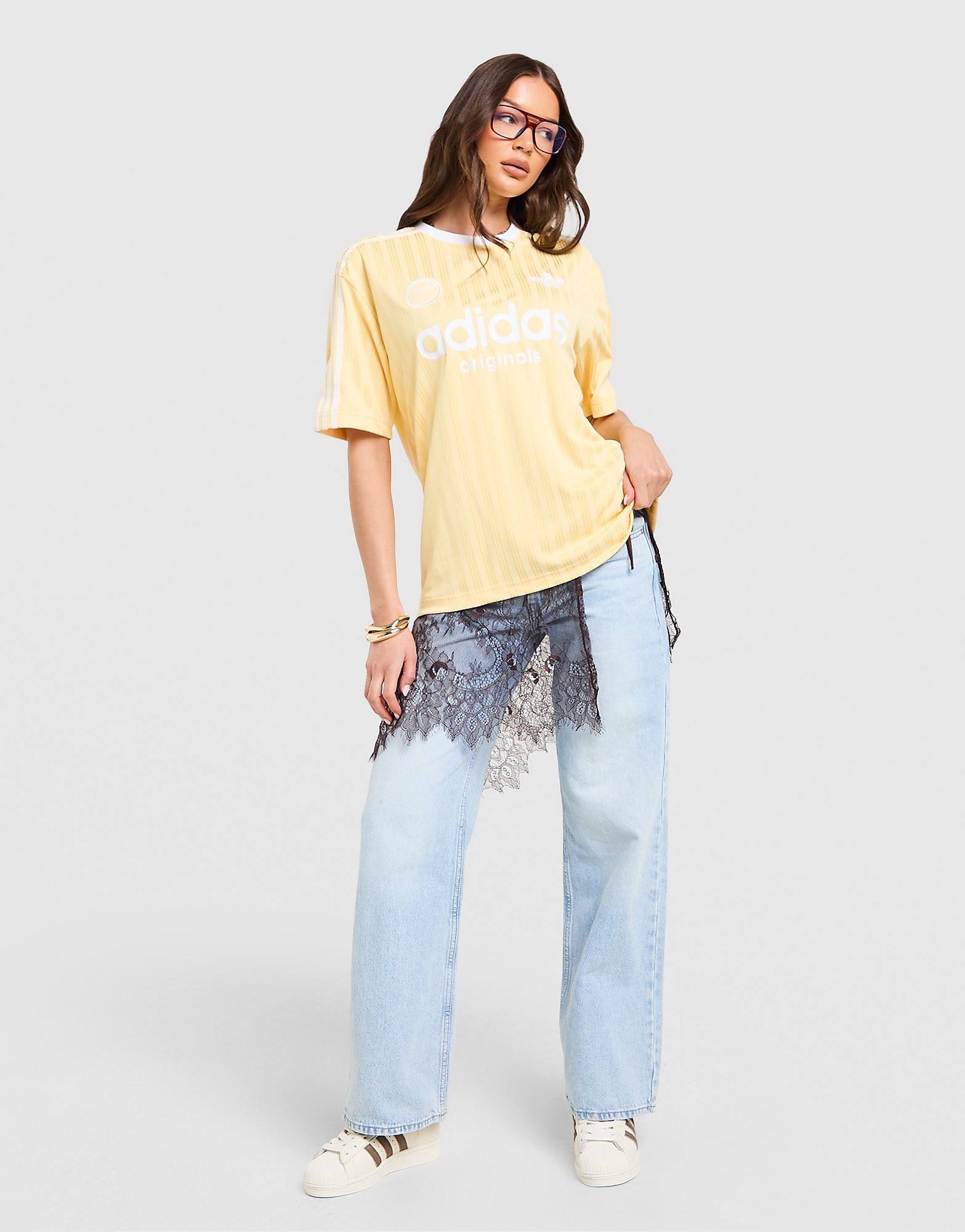 adidas Originals T shirt de football oversized Jaune Jaune