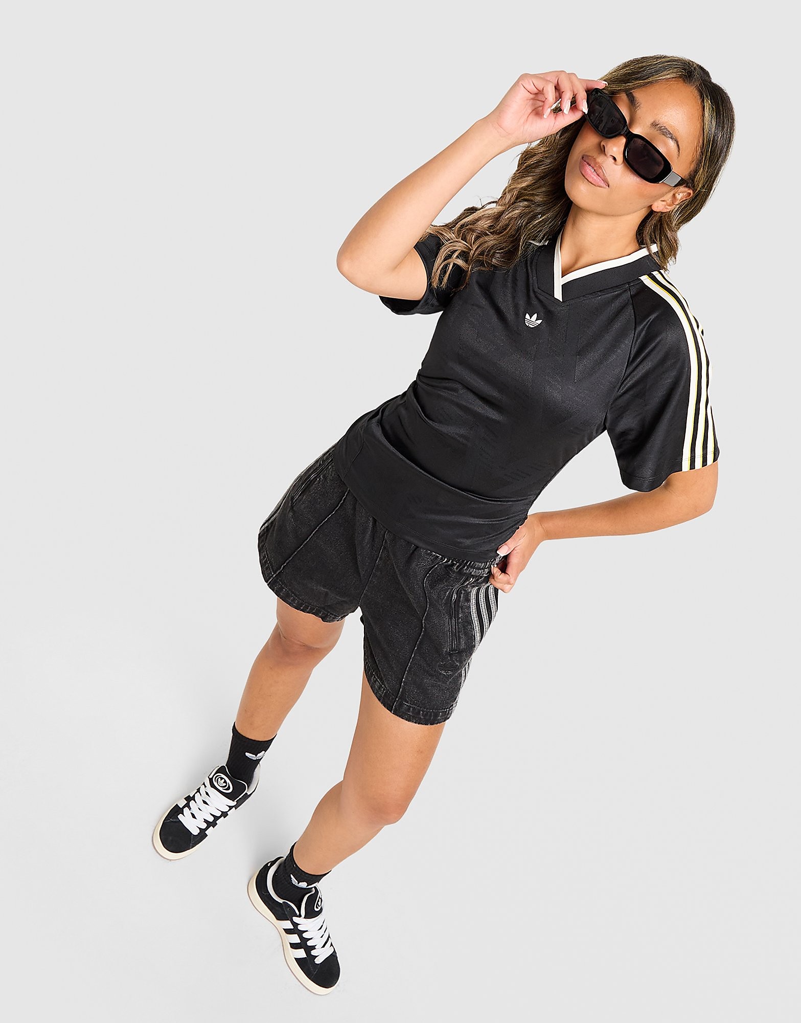 adidas Originals T shirt football 3 Stripes froncé