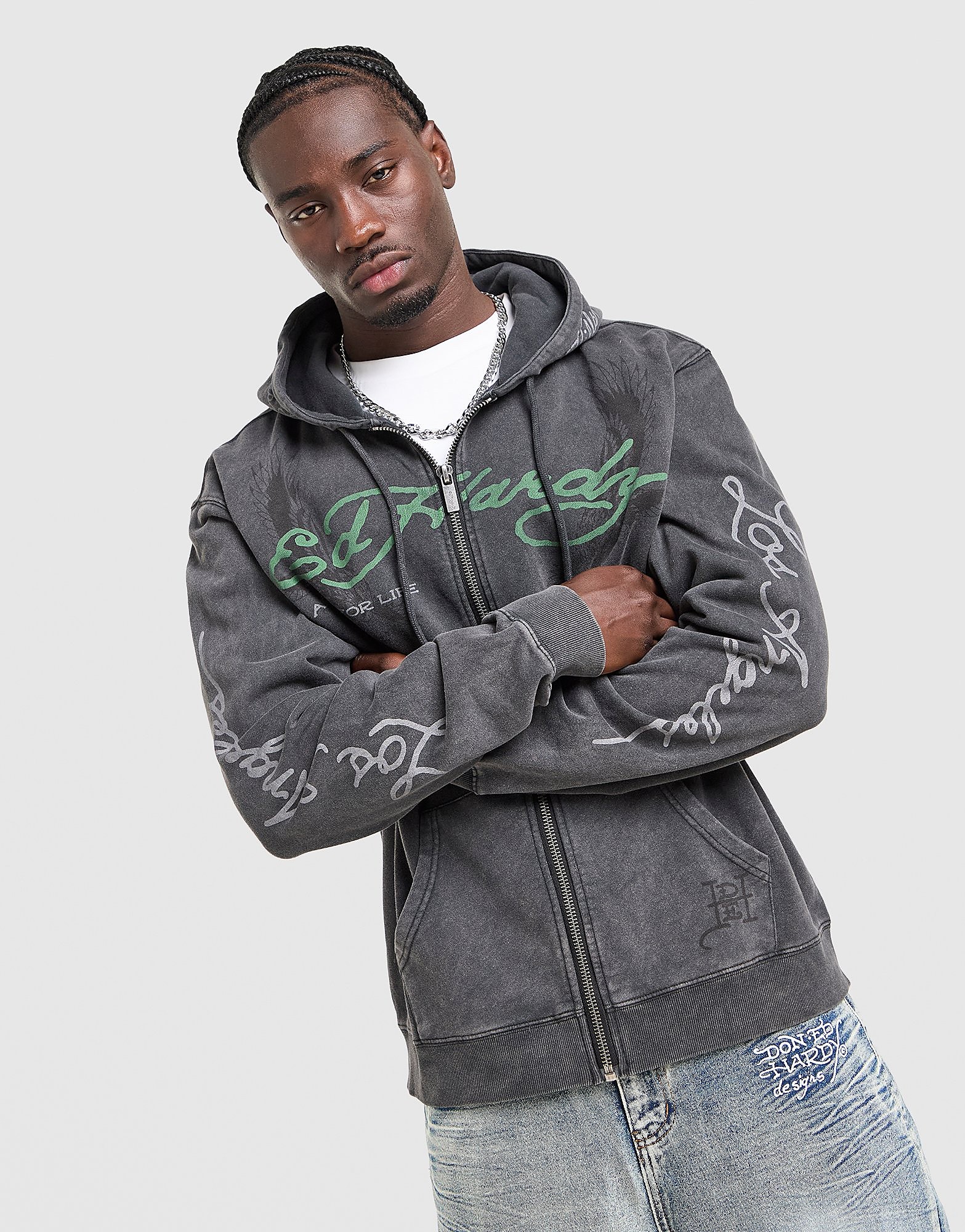 Ed Hardy Fade Tattoo Full Zip Hoodie - vue 1