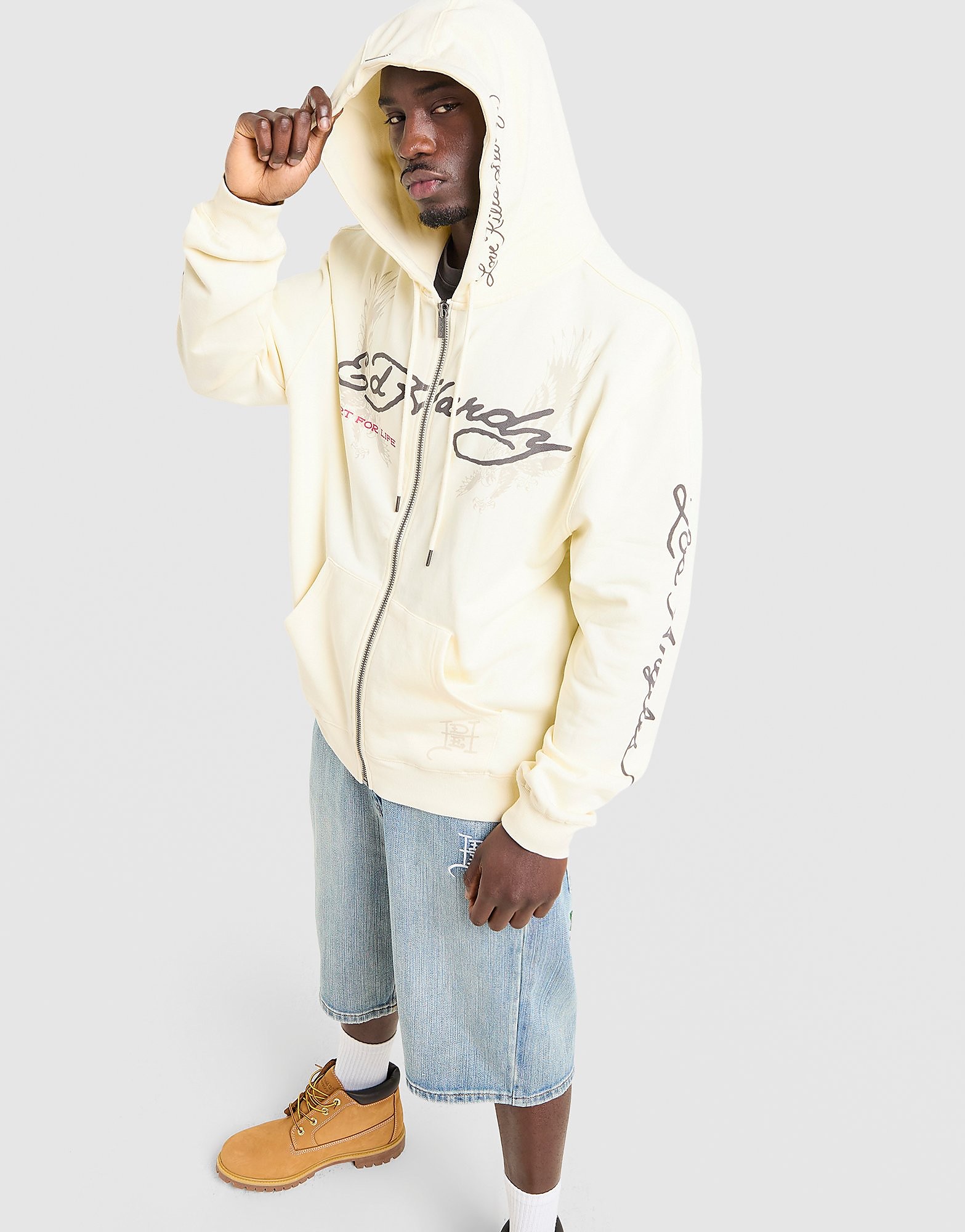 Ed Hardy Fade Tattoo Full Zip Hoodie Crème Crème - vue 1