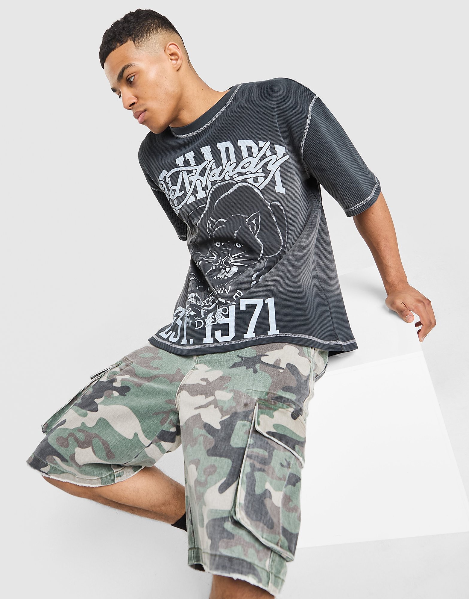 Ed Hardy Waffle Panther T Shirt