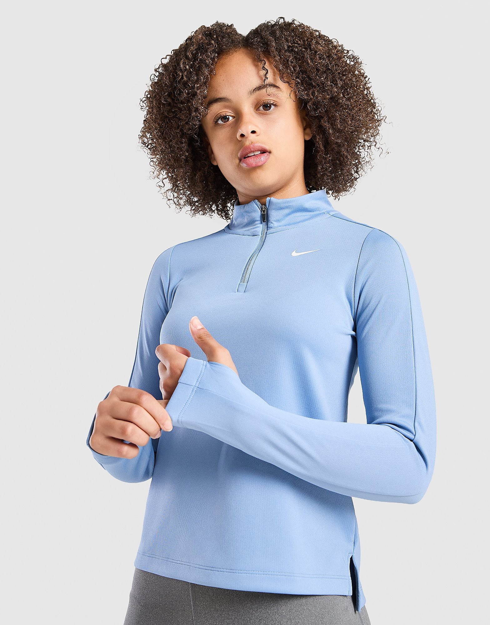 Felpa Sportiva Maniche Lunghe Fitness 1/2 Zip Junior - Blu, blu blu Bambino taglia 7-8Y