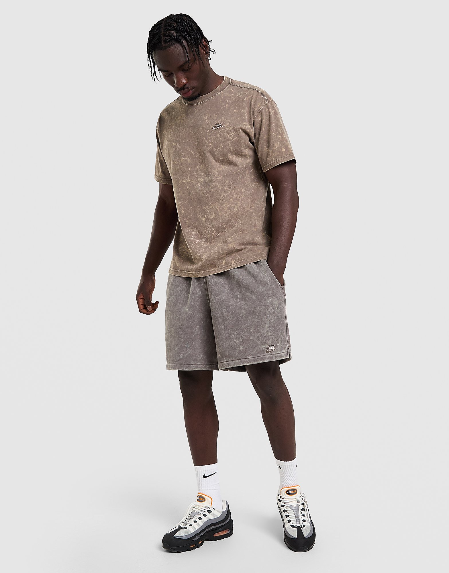 Mens Pantaloncini Washed - Marrone, marrone marrone Uomo taglia M