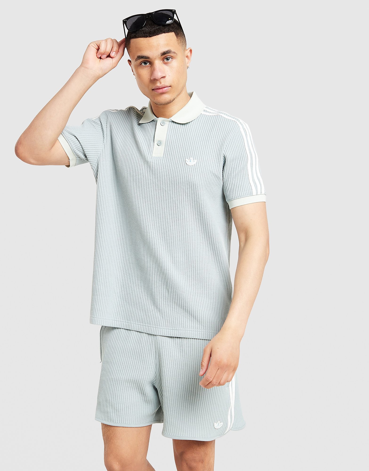 adidas Originals 3 Stripes Waffle Knit Polo Shirt