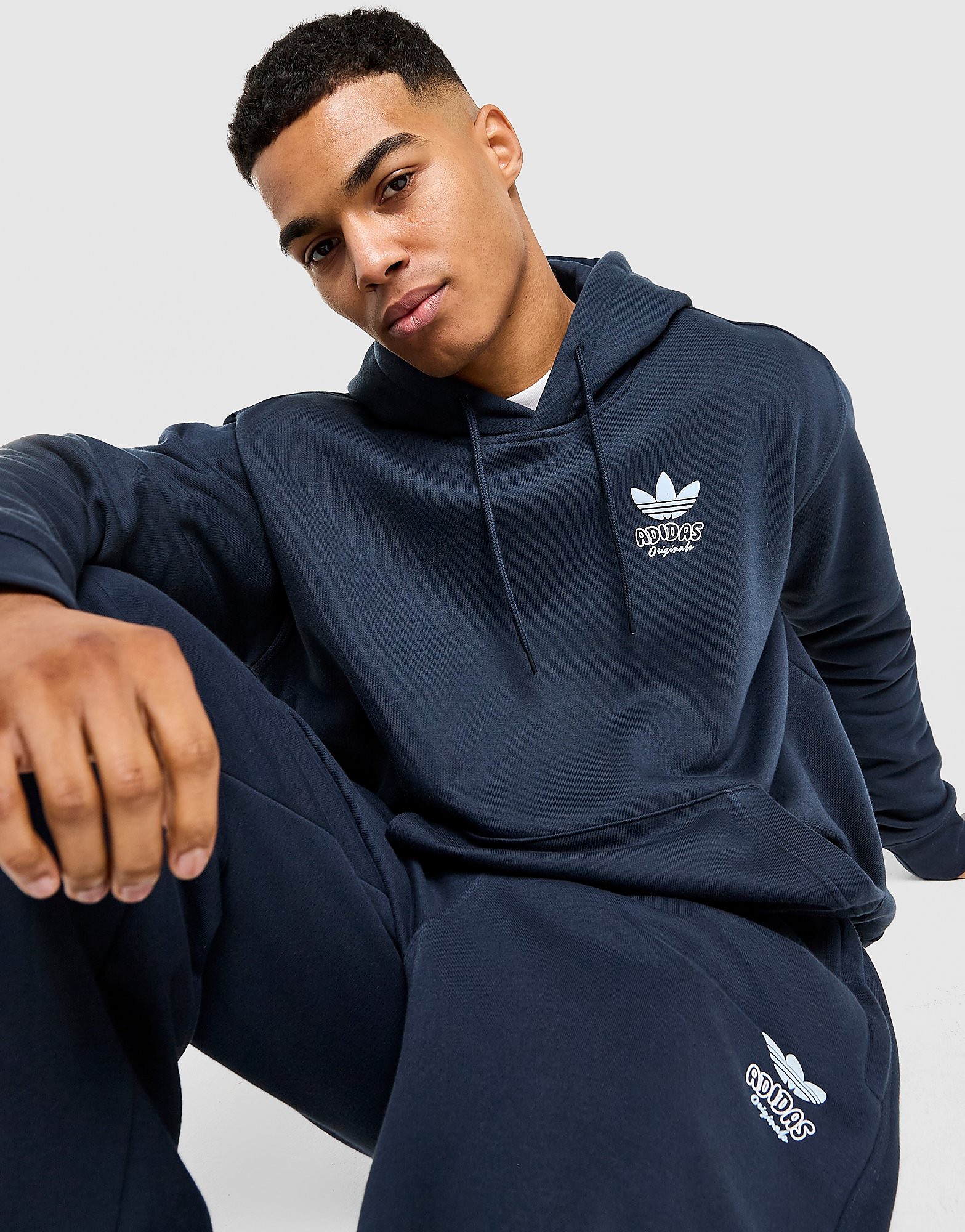 adidas Felpa con Cappuccio Dual Print, blu