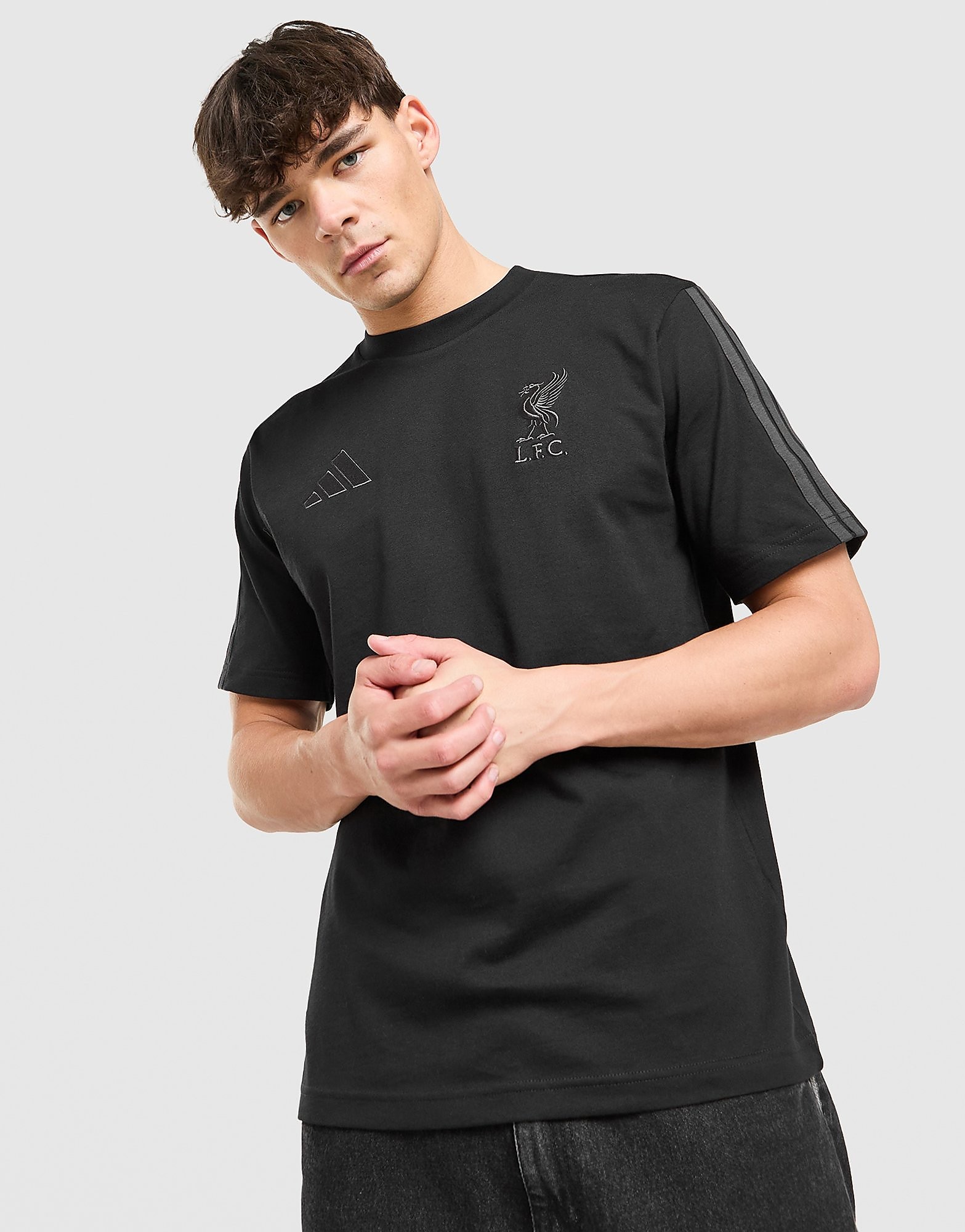 Mens Liverpool FC DNA T-Shirt - Nero, nero nero Uomo taglia M