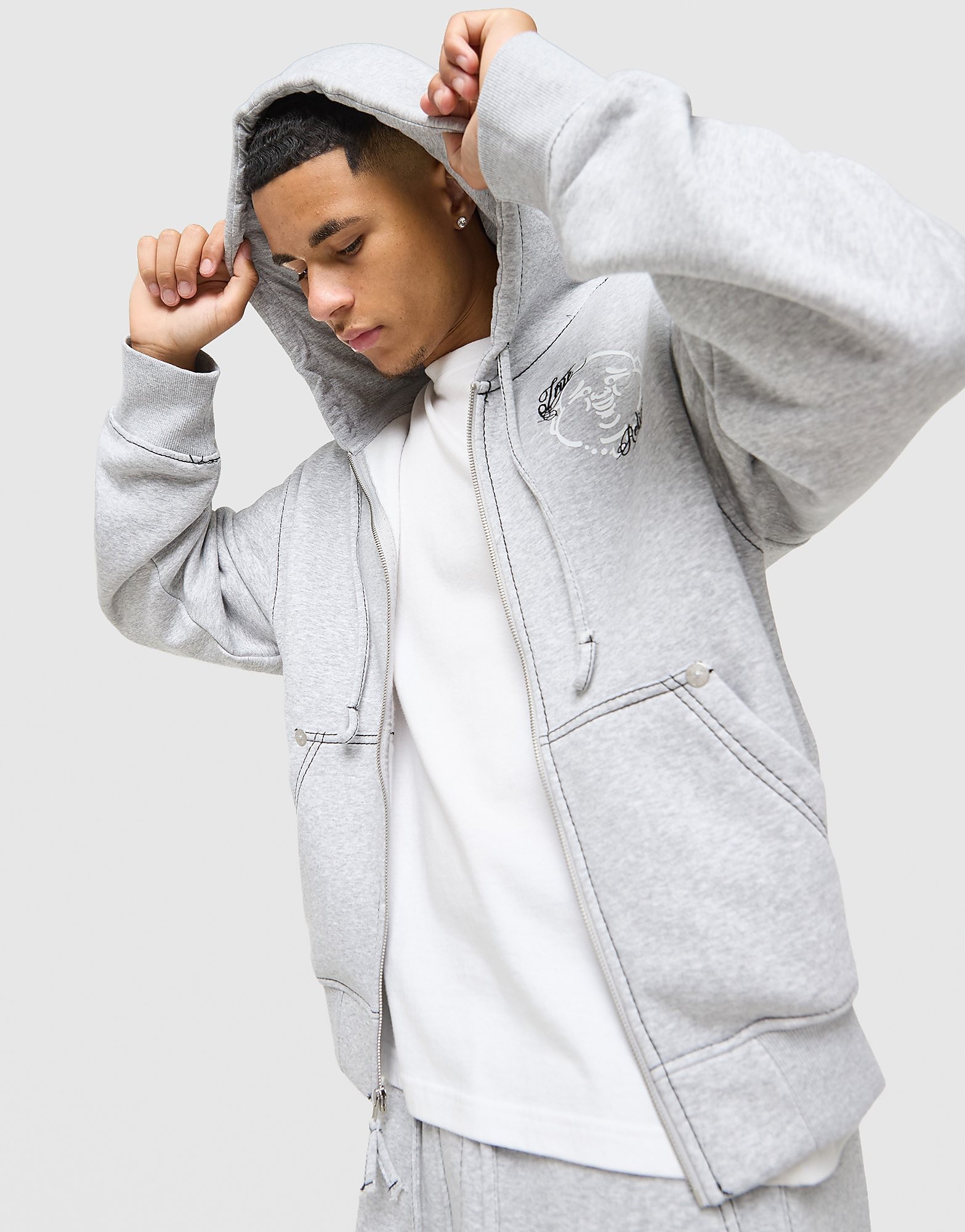 True Religion Buddha Face Hoodie - Grijs- Heren, Grijs
