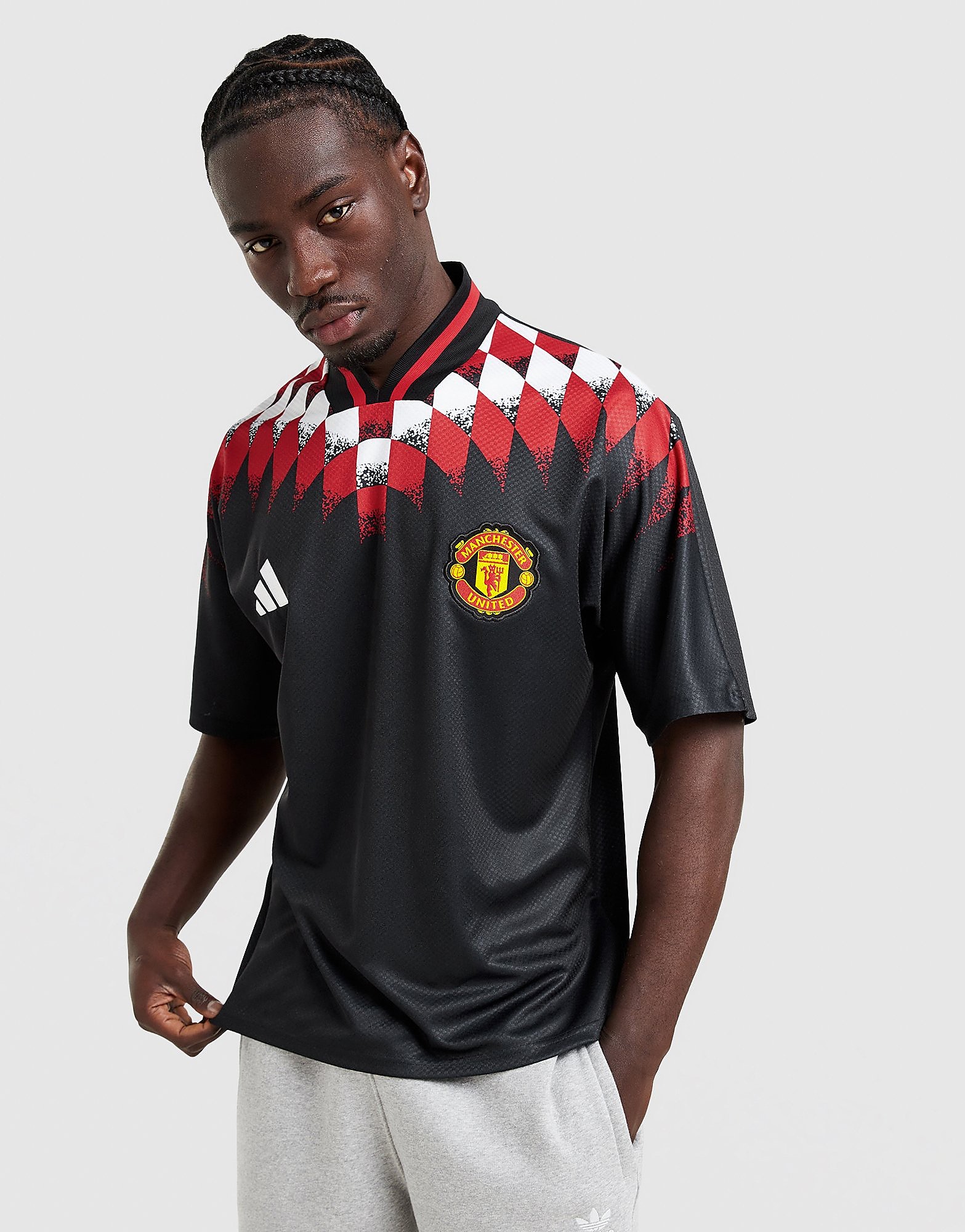 Mens Manchester United FC Stadium Shirt - Nero, nero nero Uomo taglia XXXL