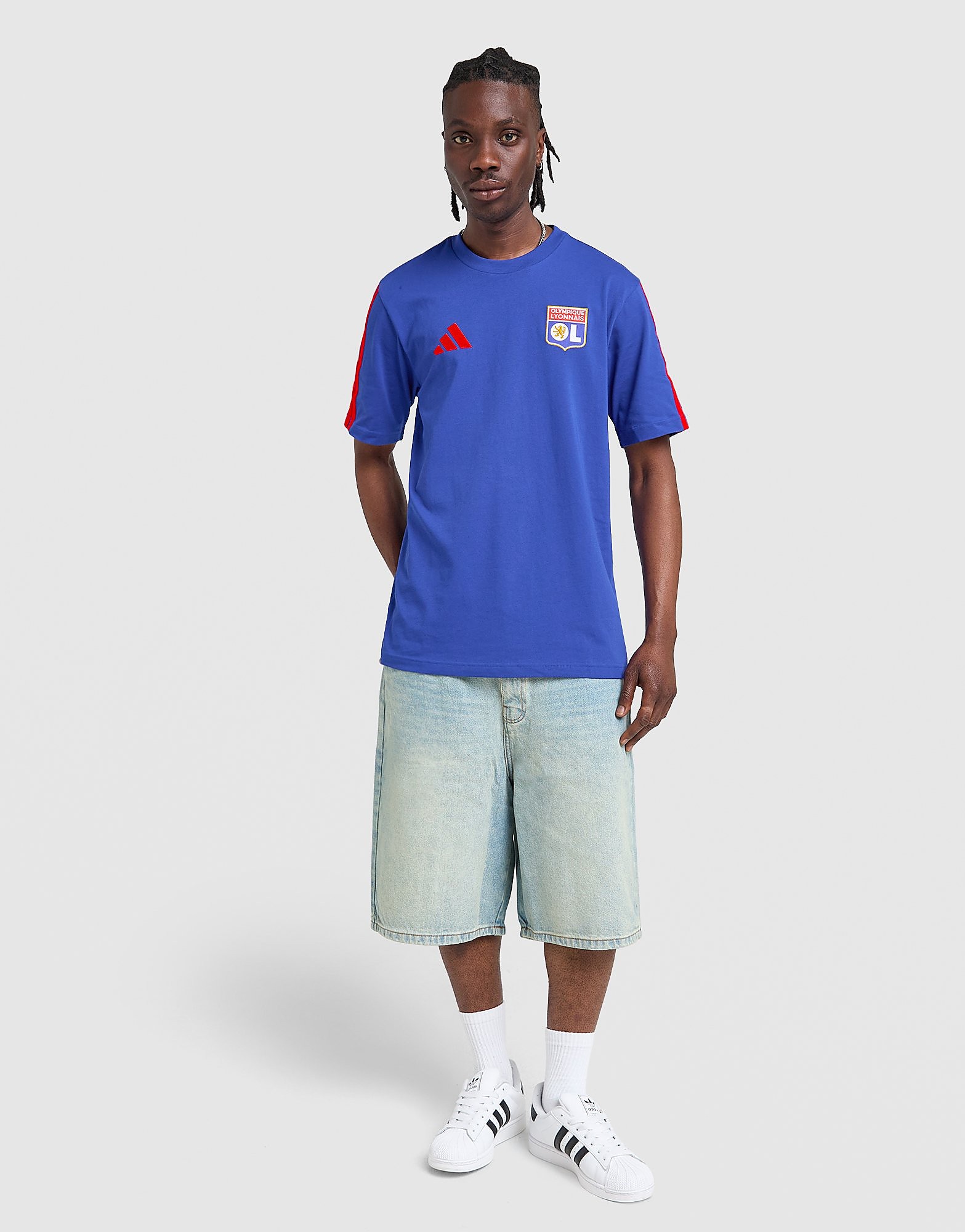 Mens Olympique Lyon DNA T-Shirt - Blu, blu blu Uomo taglia M