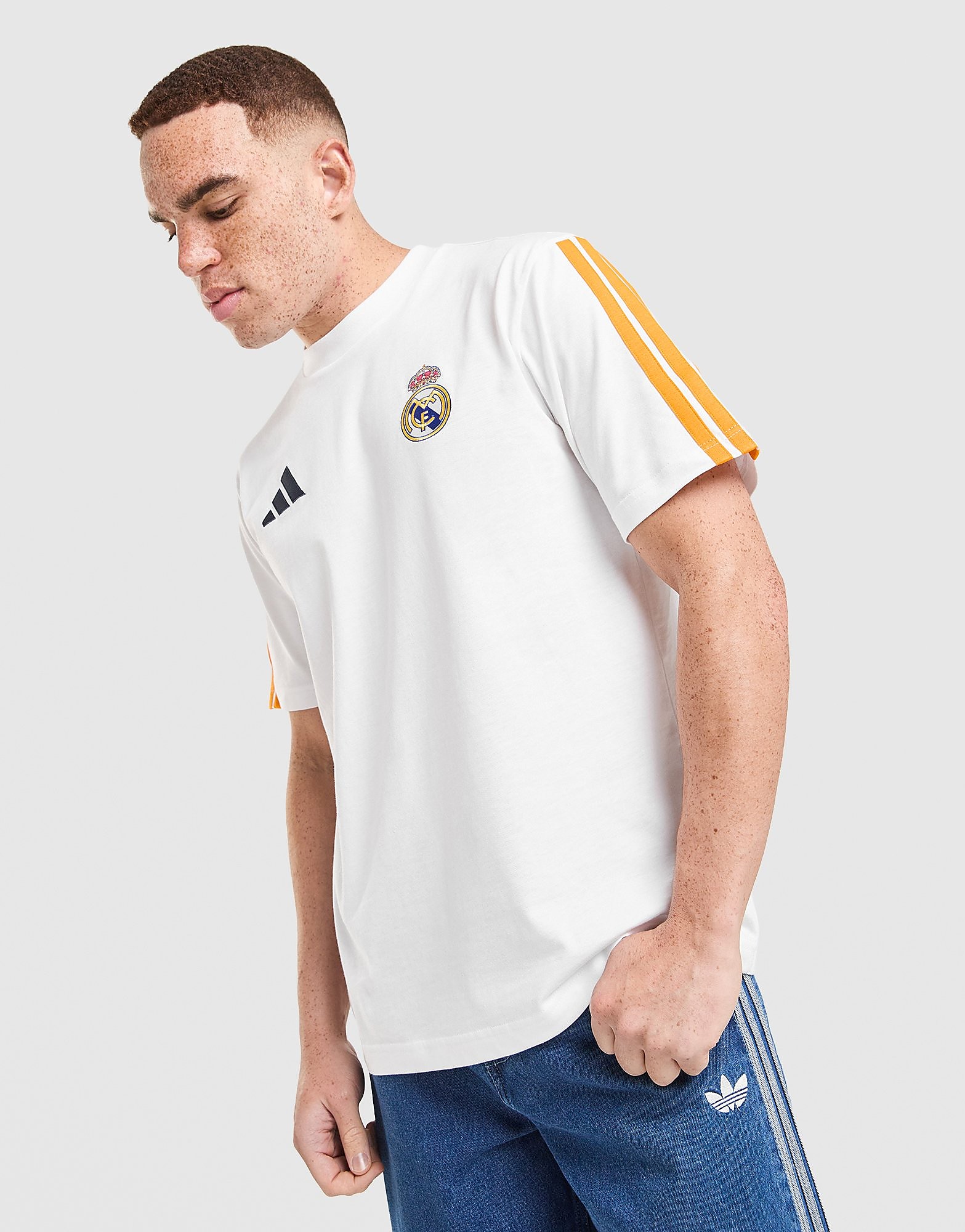 Mens Real Madrid DNA T-Shirt - Bianco, bianco bianco Uomo taglia XL