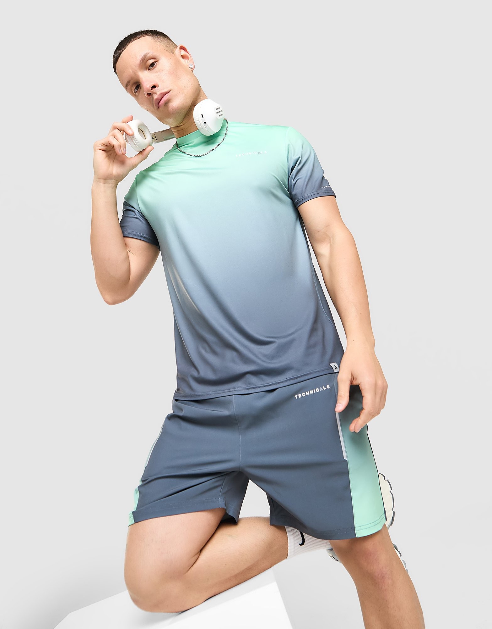 Mens Lotus T-Shirt/Shorts Set - Verde, verde verde Uomo taglia XL