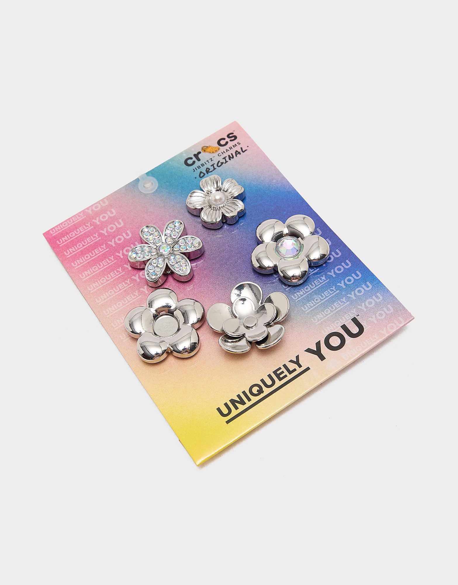 Pack Silver Flowers Jibbitz Charms, Mehrfarbig - unisex - Size: One Size