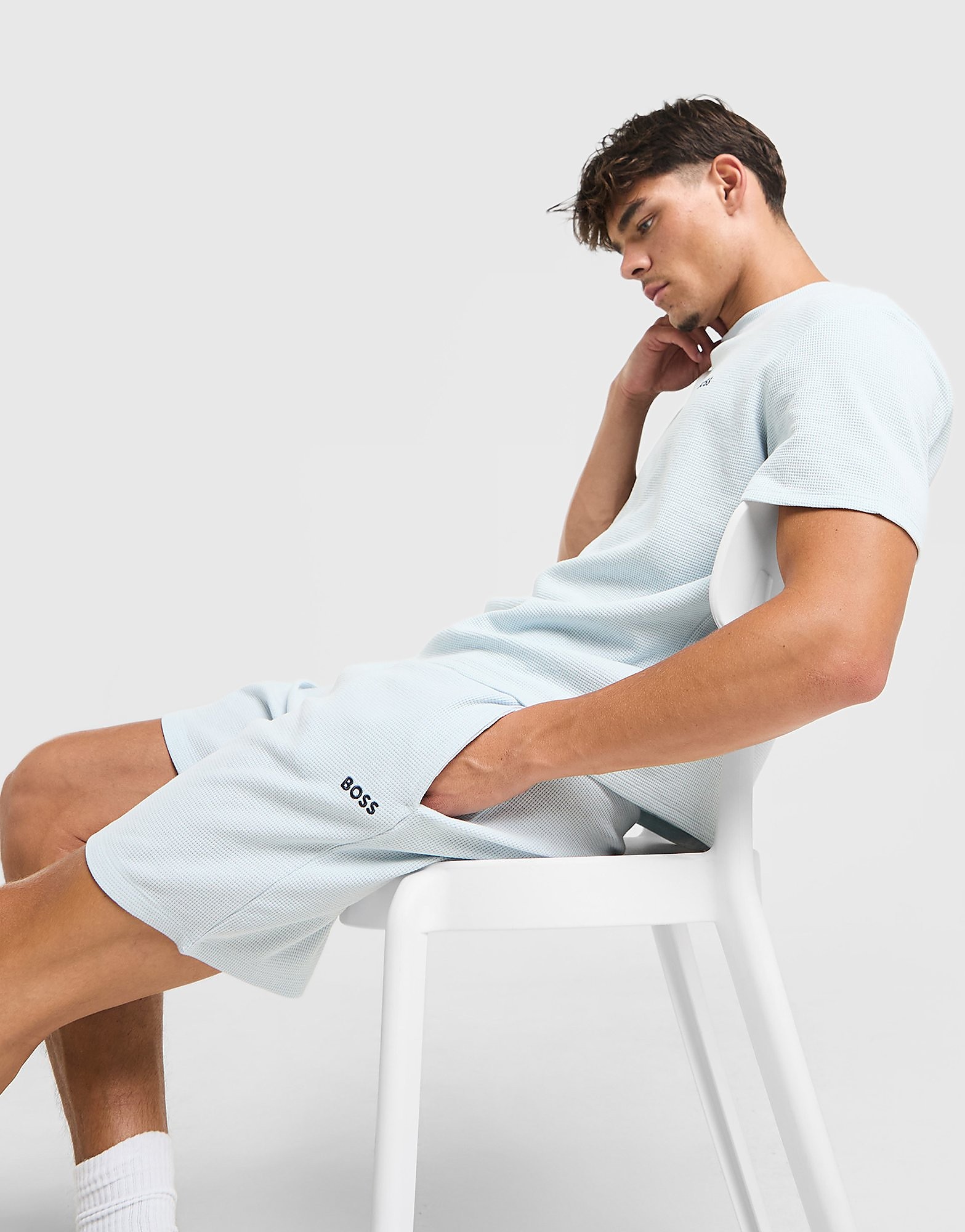BOSS Waffle Shorts - Blauw- Heren, Blauw