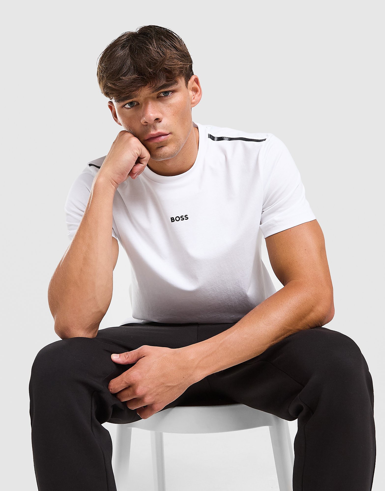 BOSS Tape T-Shirt - Wit- Heren, Wit L