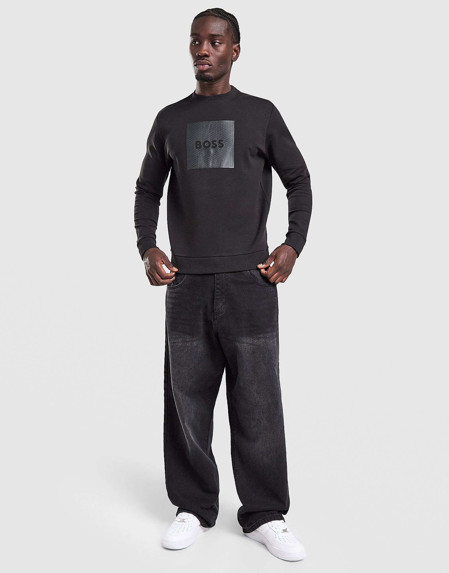 BOSS Salbo Crew Sweatshirt - Zwart- Heren, Zwart L