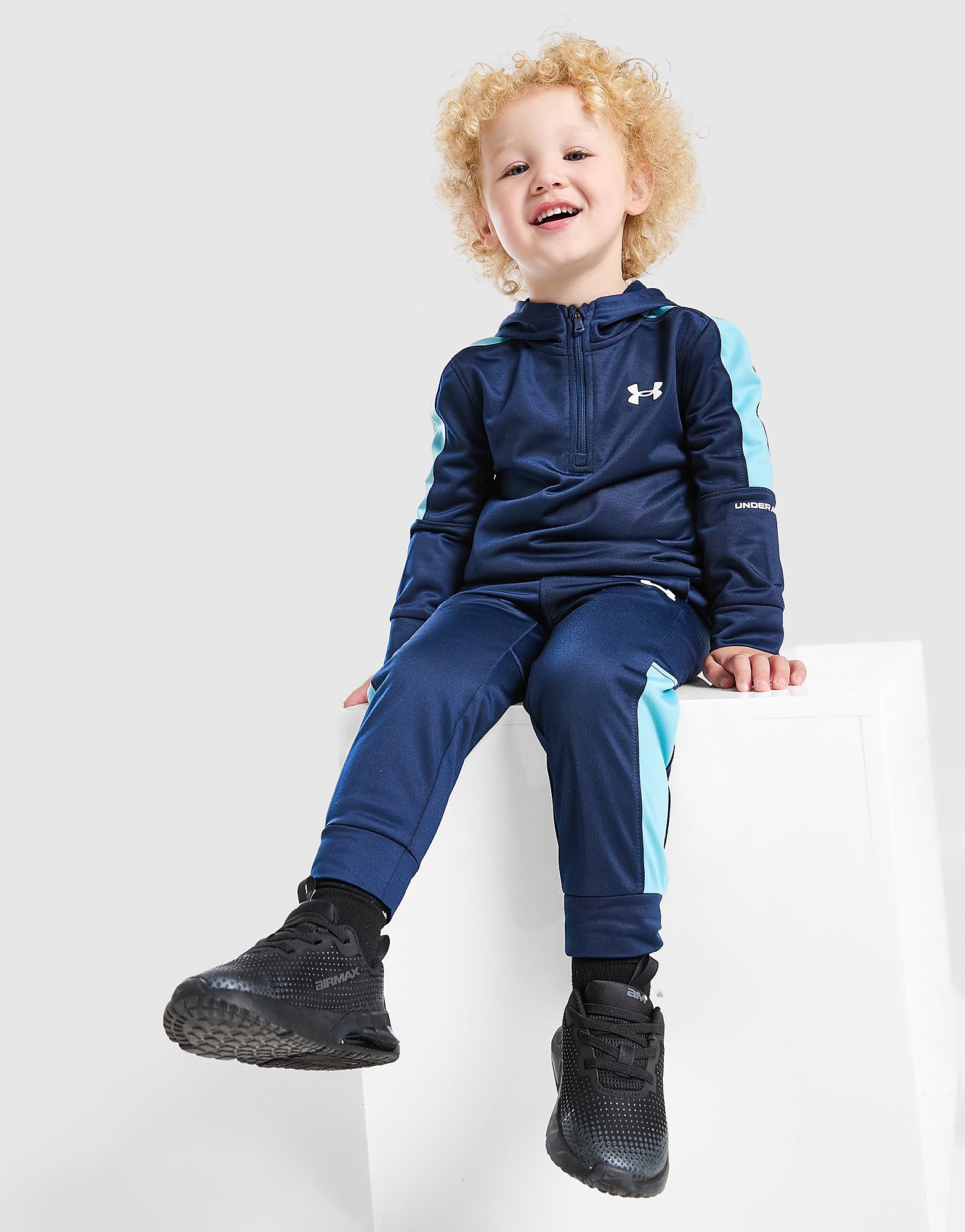 Under Armour Poly Colour Block 1/4 Zip Tracksuit Infant - Blauw - Kind, Blauw