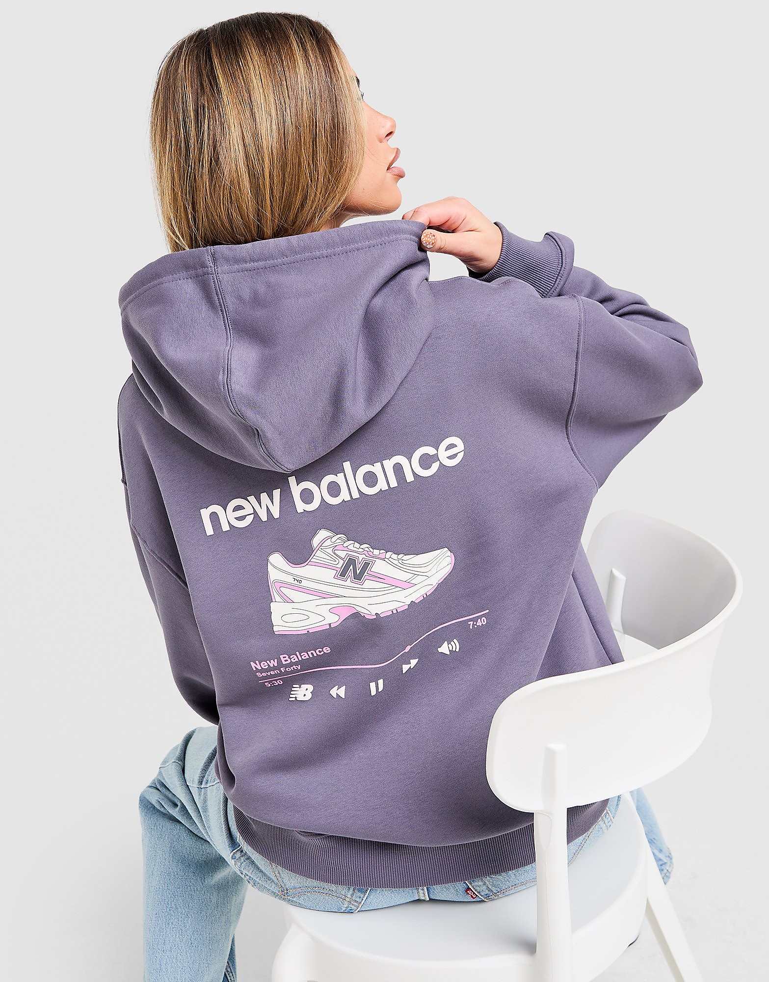 New Balance Felpa con Cappuccio Overhead 740, grigio