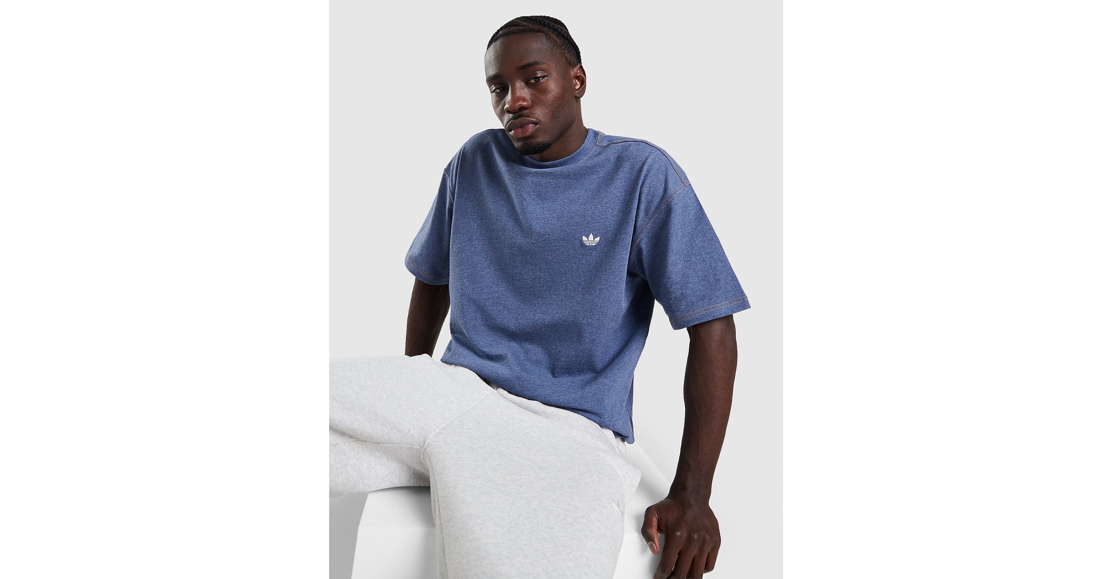 Trefoil Essentials Melange Loose Crop T-Shirt