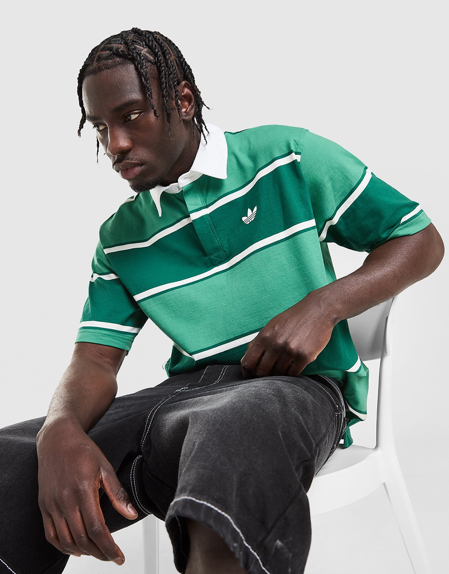 Mens Striped Rugby Polo Shirt - Verde, verde verde Uomo taglia XXL