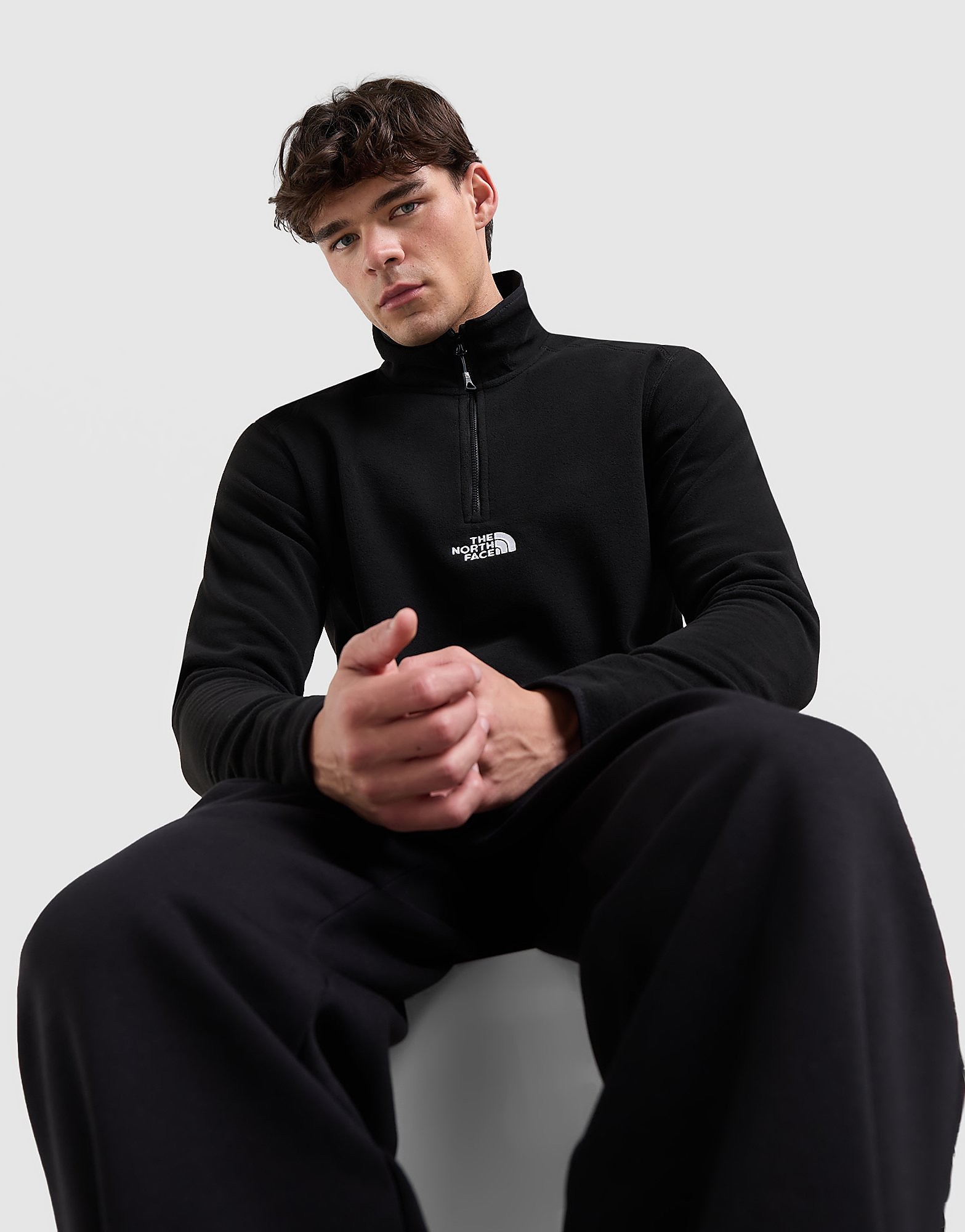 The North Face Glacier 1/4 Zip Fleece Sweatshirt - Zwart- Heren, Zwart
