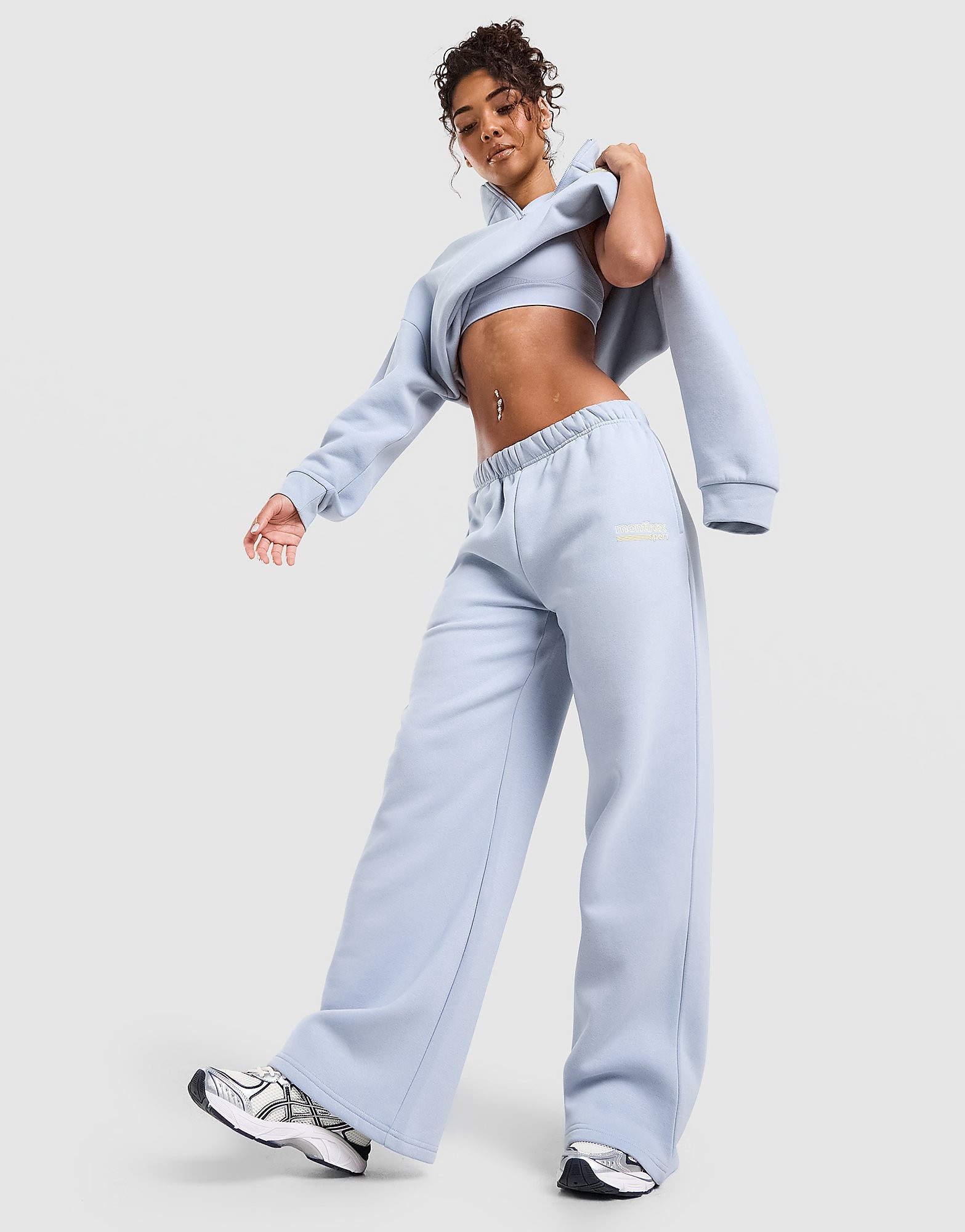 MONTIREX Sport Fleece Wide Leg Joggers - Blauw- Dames, Blauw XS