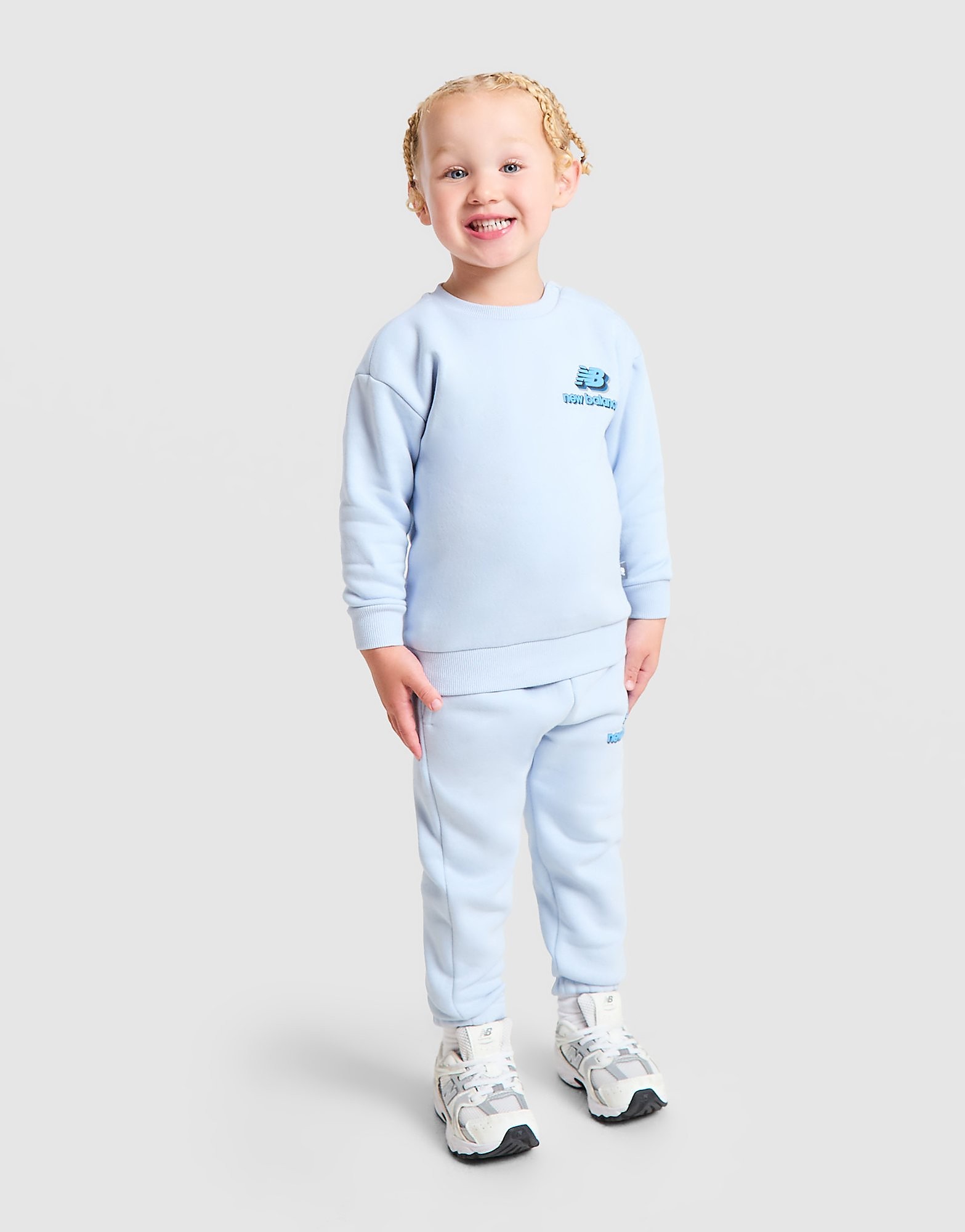New Balance Stack Bubble Crew Tracksuit Infant - Blauw - Kind, Blauw