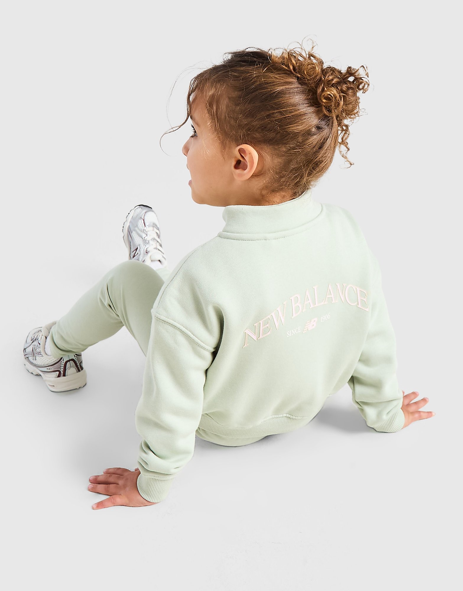 New Balance Girls' Varsity 1/4 Zip Tracksuit Infant - Groen - Kind, Groen