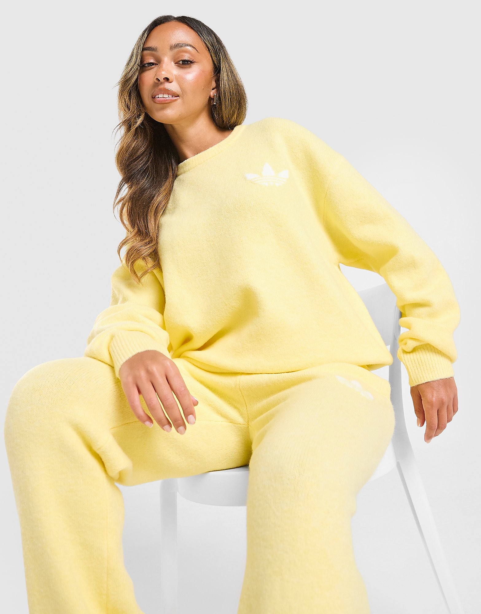 adidas Originals Sweat Crew Trefoil Knit Jaune Jaune - vue 1