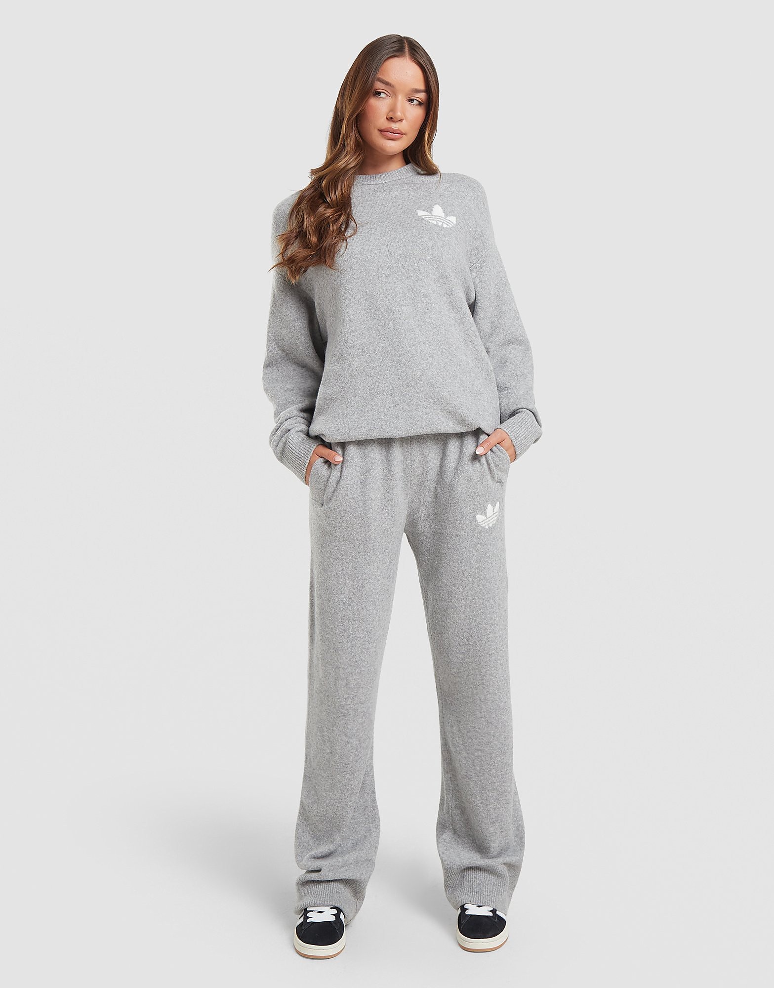 adidas Originals Trefoil Knit Crew Sweatshirt - Grijs- Dames, Grijs