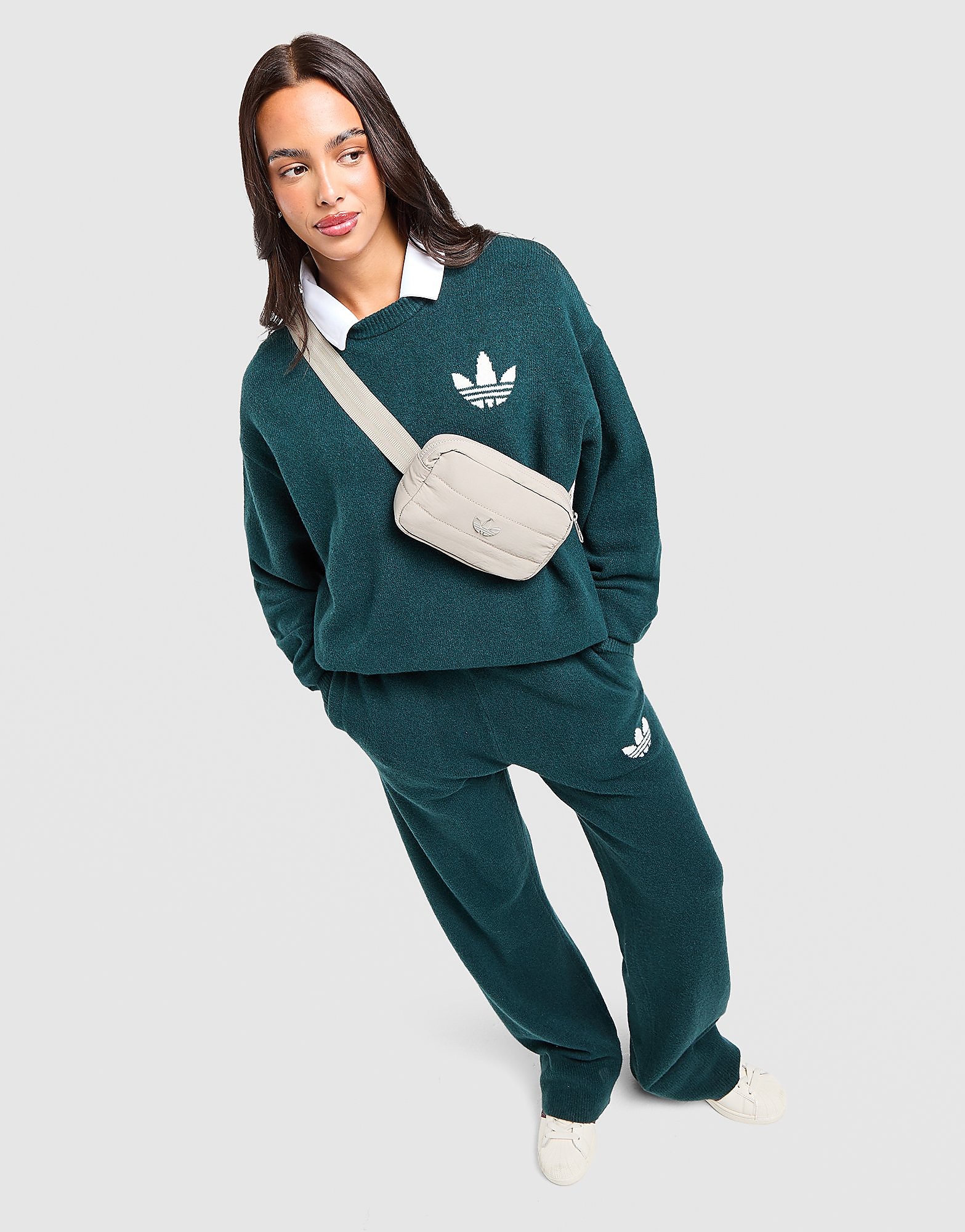 Adidas Originals Trefoil Knit Crew Sweatshirt Groen- Dames Groen