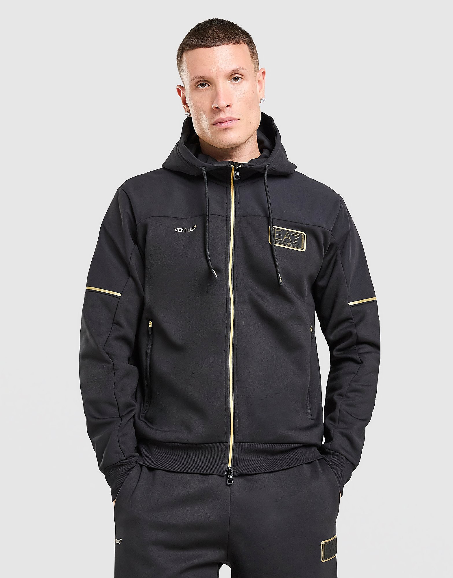 EA7 Emporio Armani Natural VENTUS7 Full Zip Hoodie - Zwart- Heren, Zwart