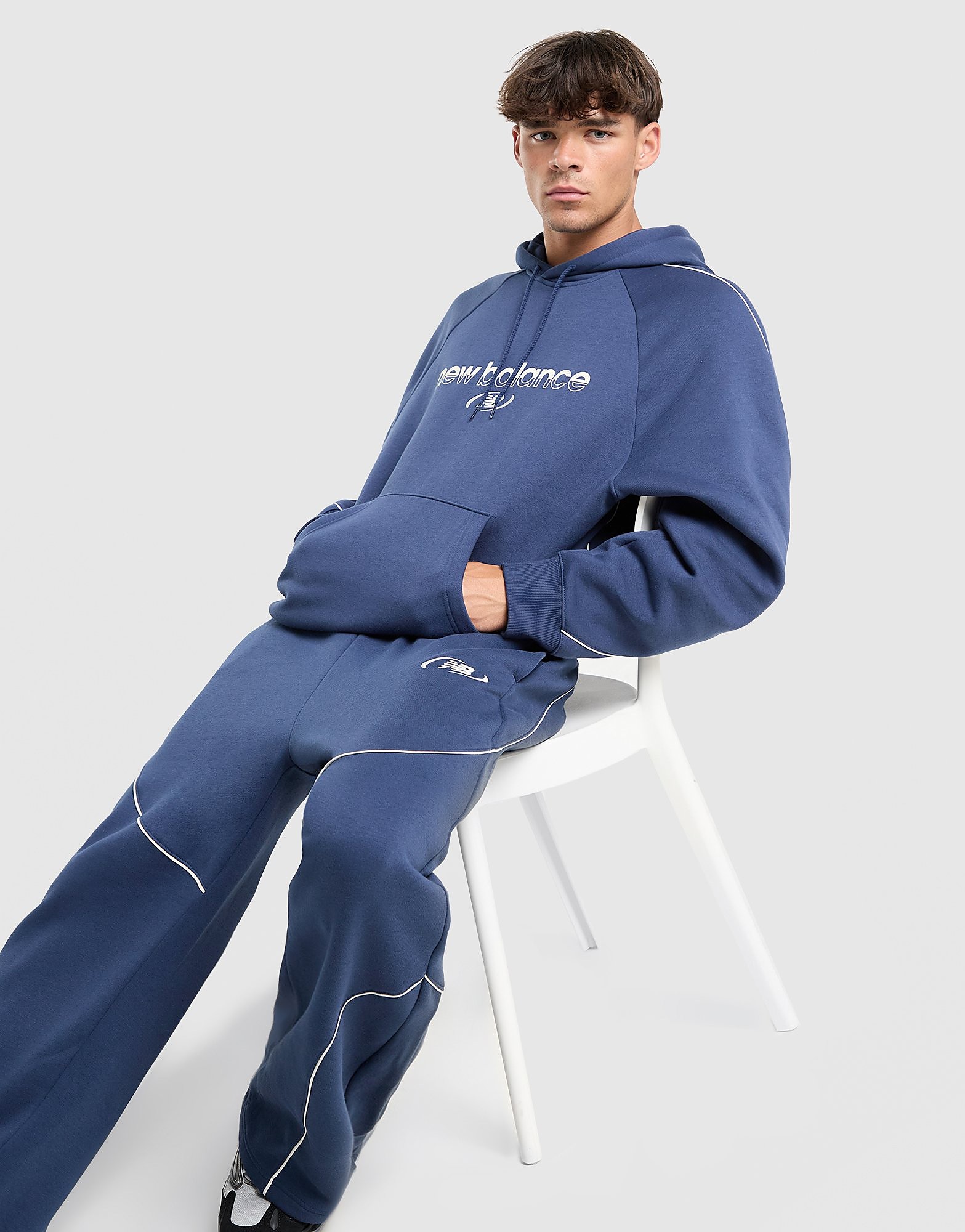 New Balance Trackside Hoodie - Blauw- Heren, Blauw XXL