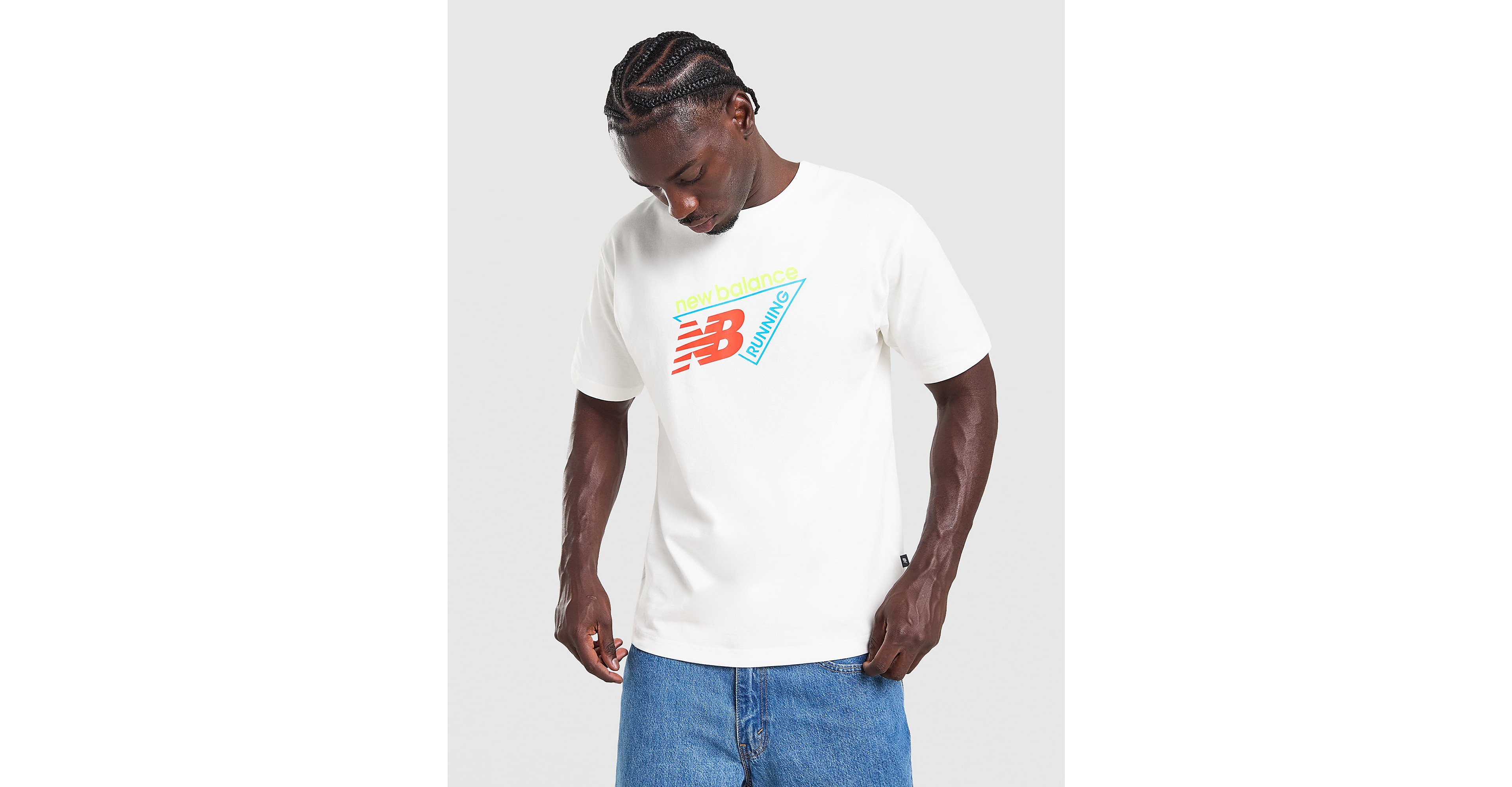 New Balance T-shirt 'Classic' ecru / ljusblå / oliv herr – bild 2