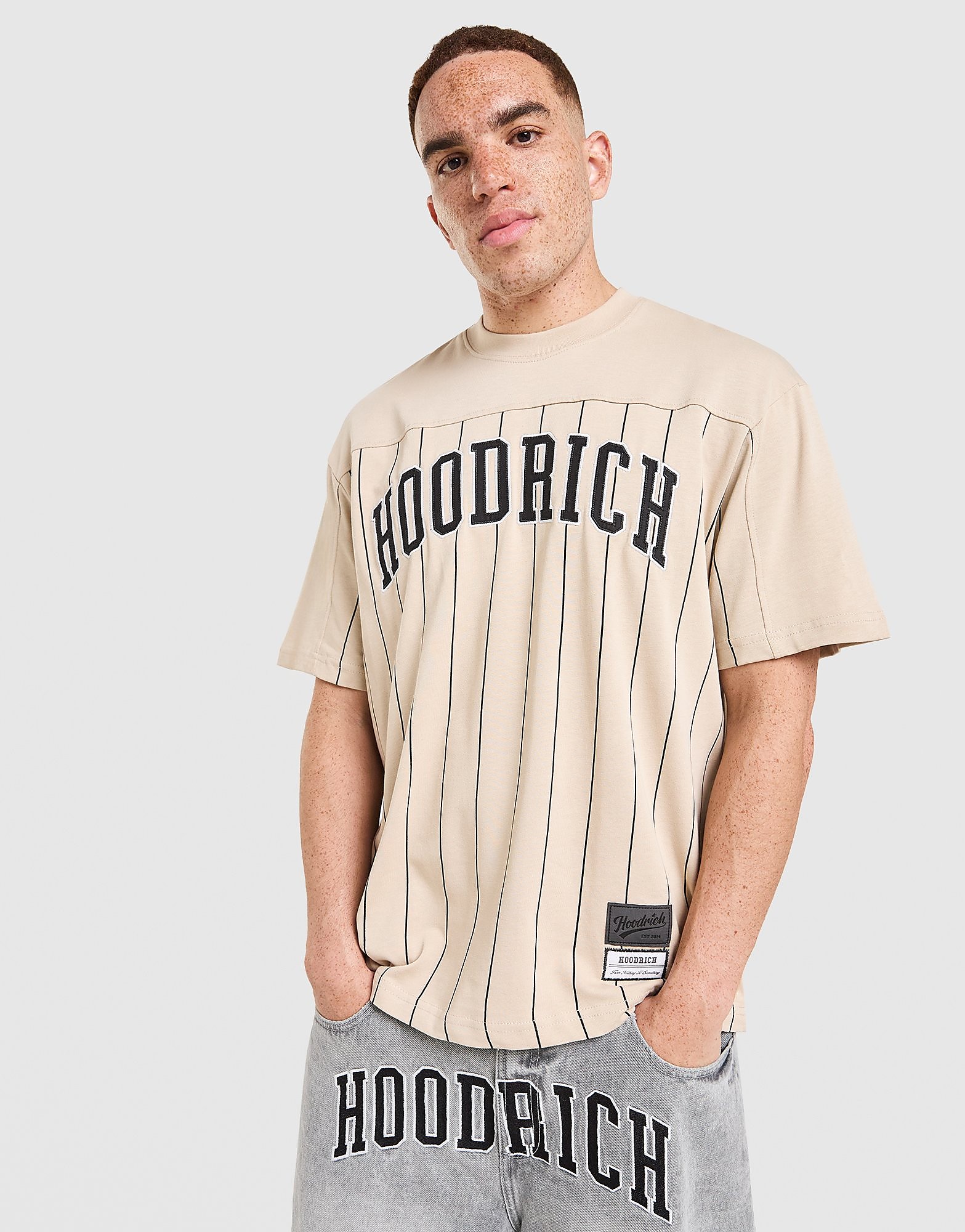Hoodrich Varsity Stripe T-Shirt - Beige- Heren, Beige XS