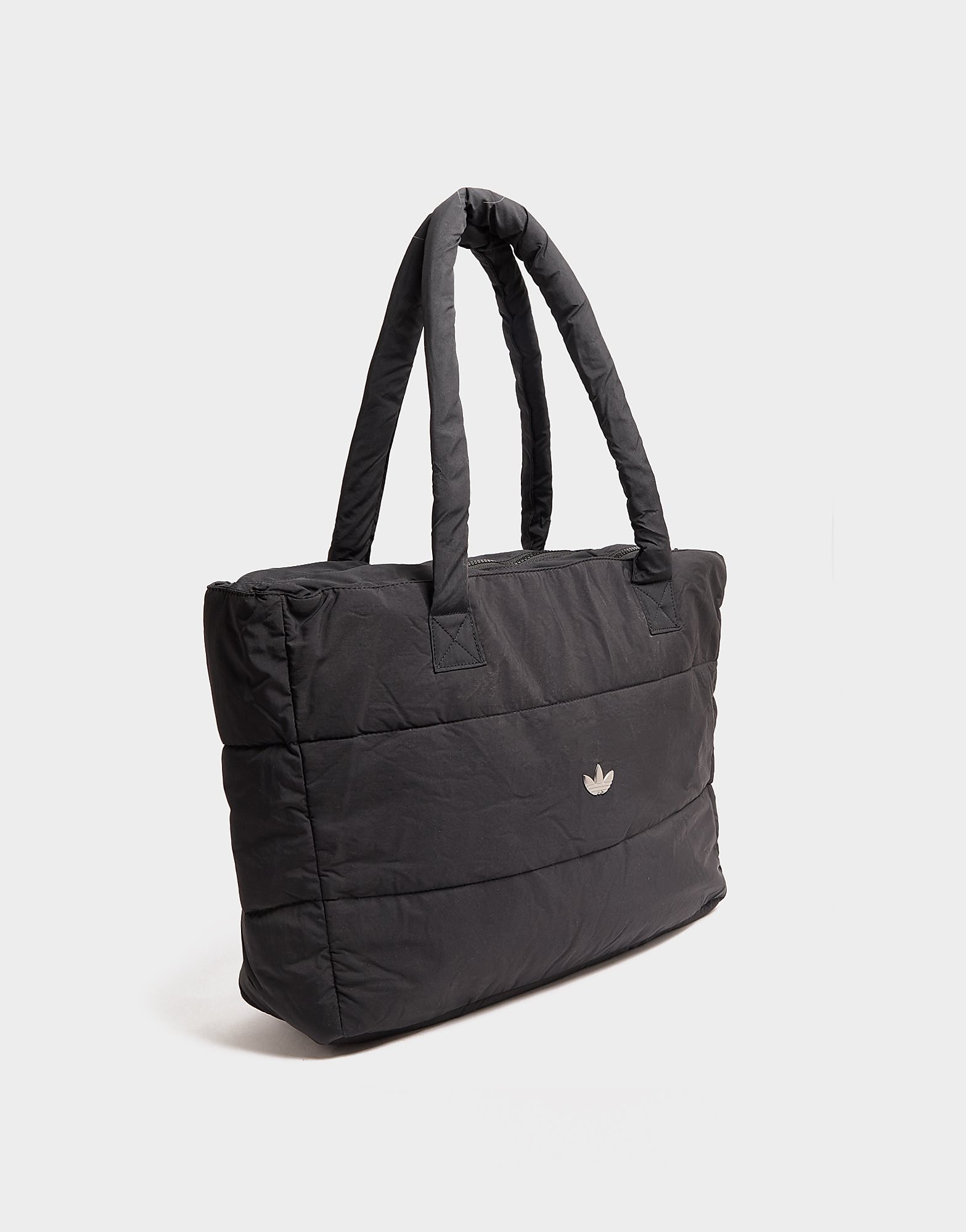 Womens Quilted Nylon Metallic Trefoil Tote Bag - Nero, nero nero Donna taglia One Size