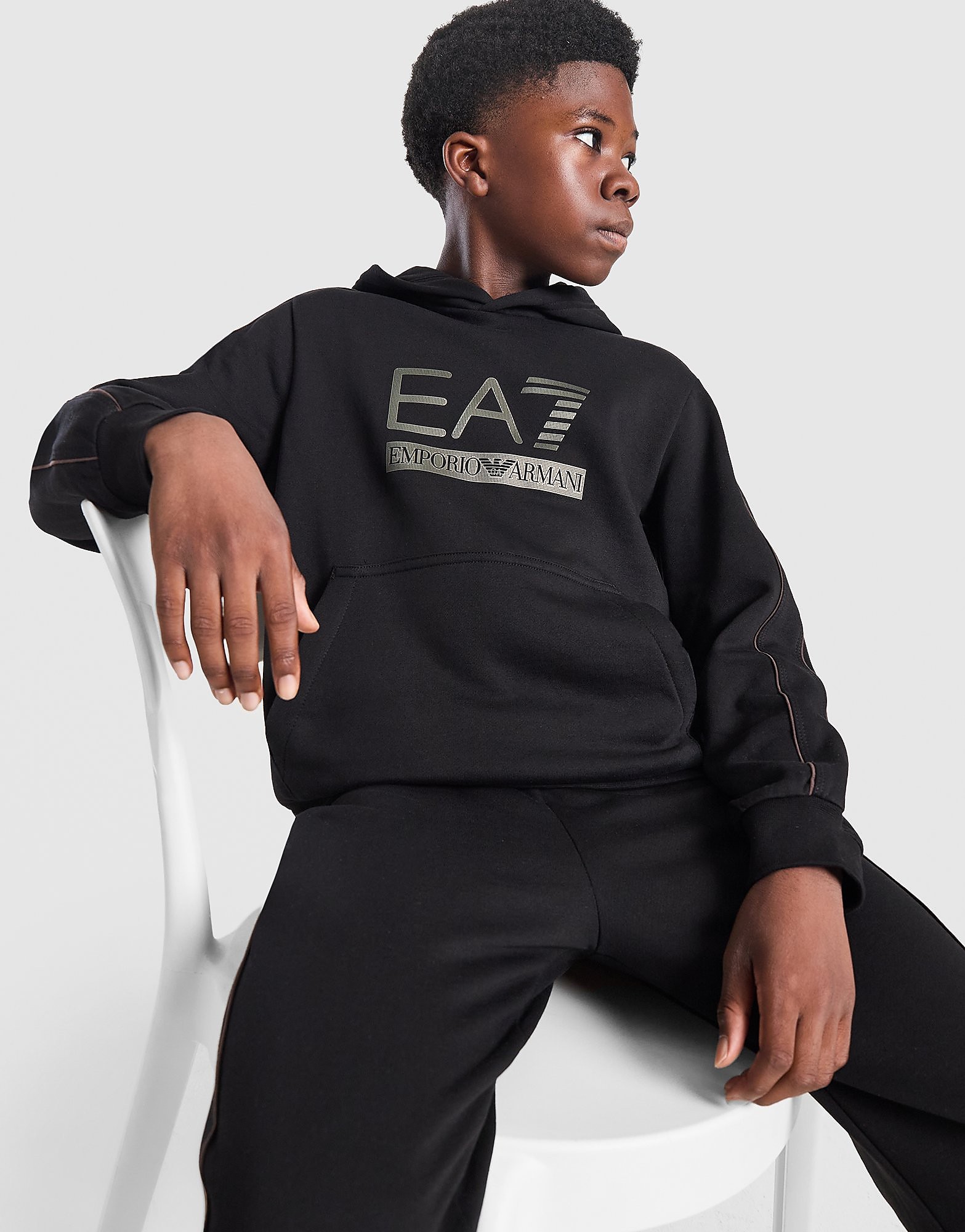 EA7 Emporio Ar i Train Logo Overhead Hoodie Junior Zwart Kind Zwart