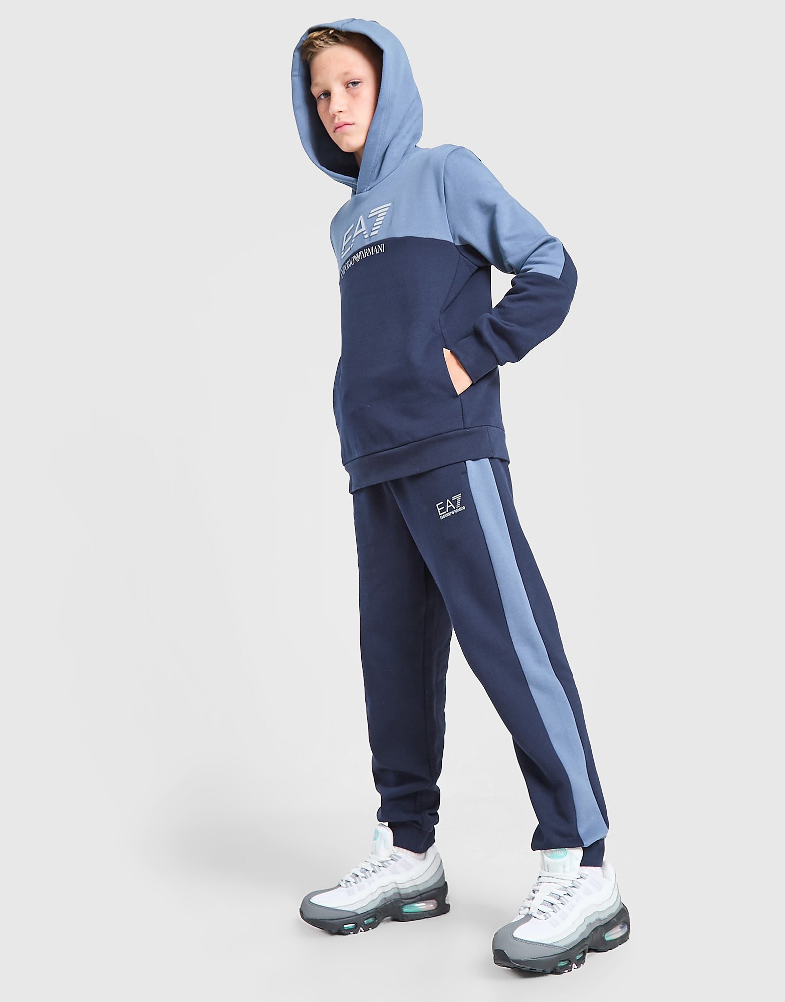 EA7 Emporio Ar i Train Logo Colour Block Fleece Joggers Junior Blauw Kind Blauw