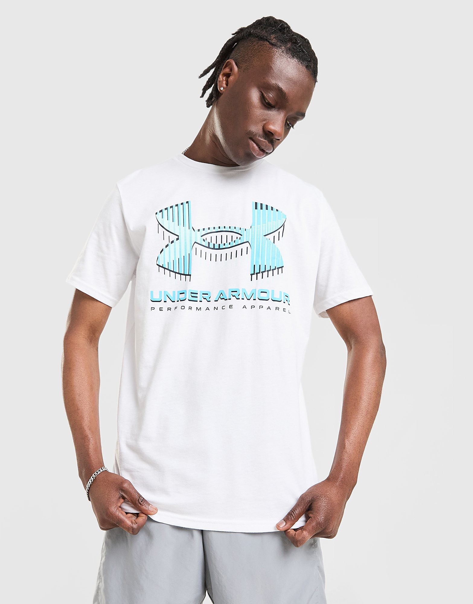 Mens Under Armour Large Logo T-Shirt - Bianco, Bianco