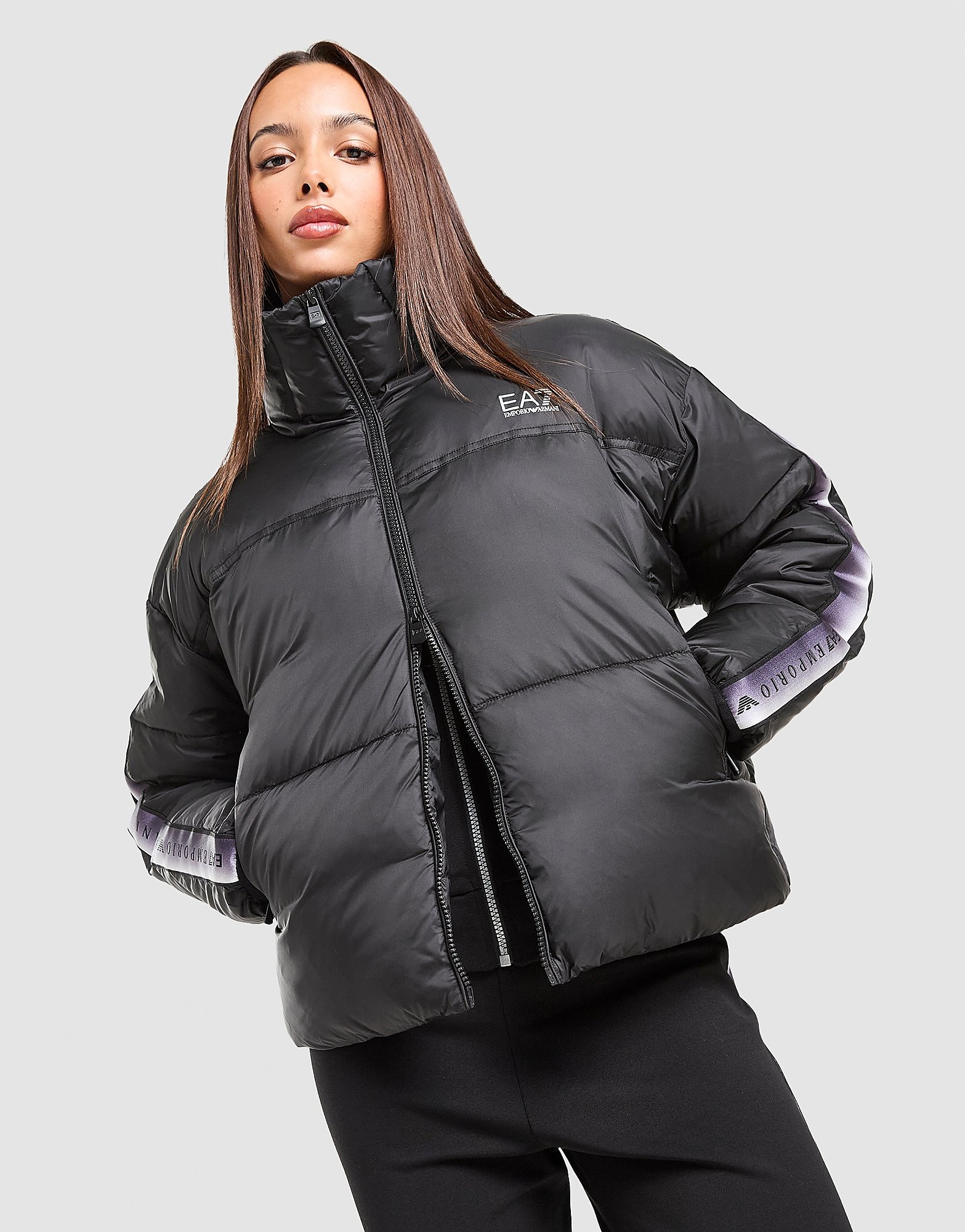 EA7 Emporio Armani VENTUS7 Tape Padded Jacket - Zwart- Dames, Zwart