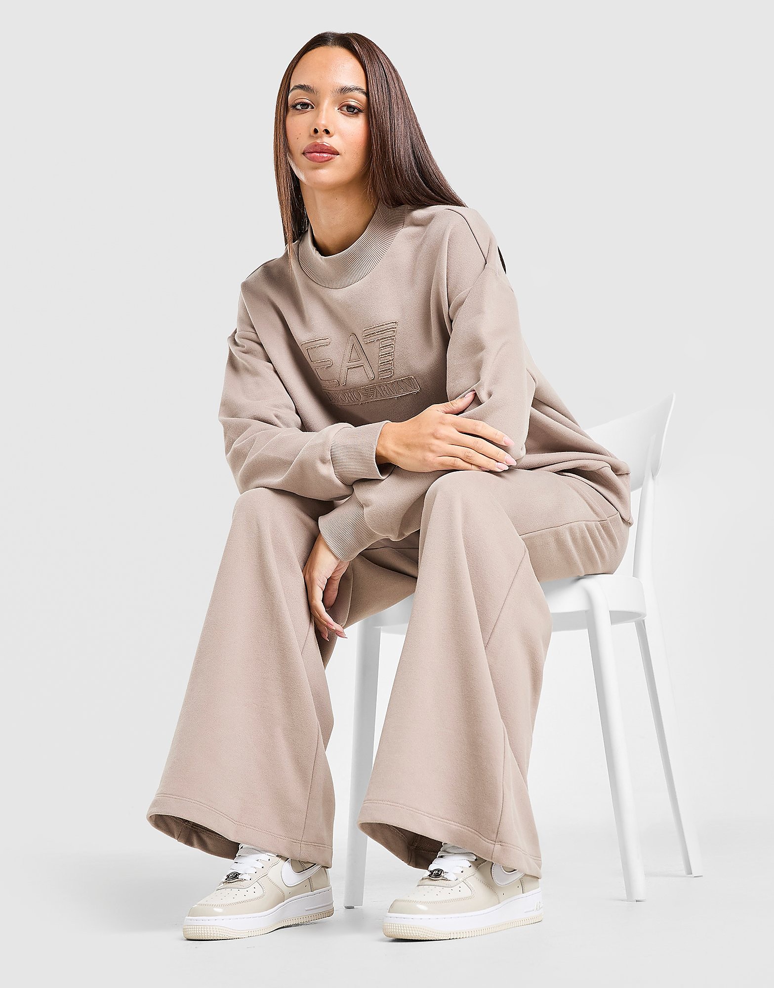 EA7 Emporio Armani Large Logo Tracksuit - Beige- Dames, Beige