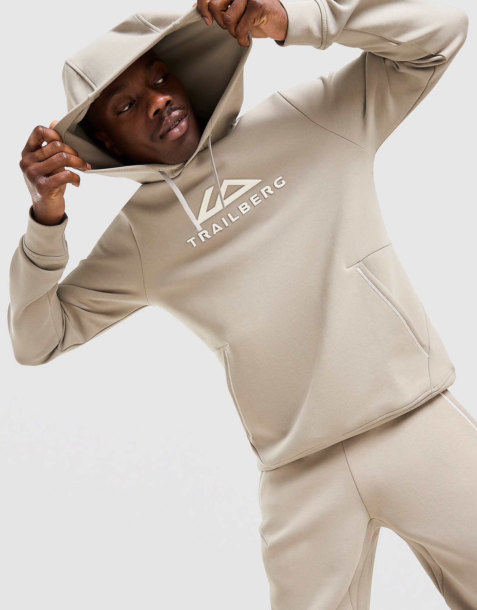 Trailberg Ashfell Large Logo Hoodie - Beige- Heren, Beige