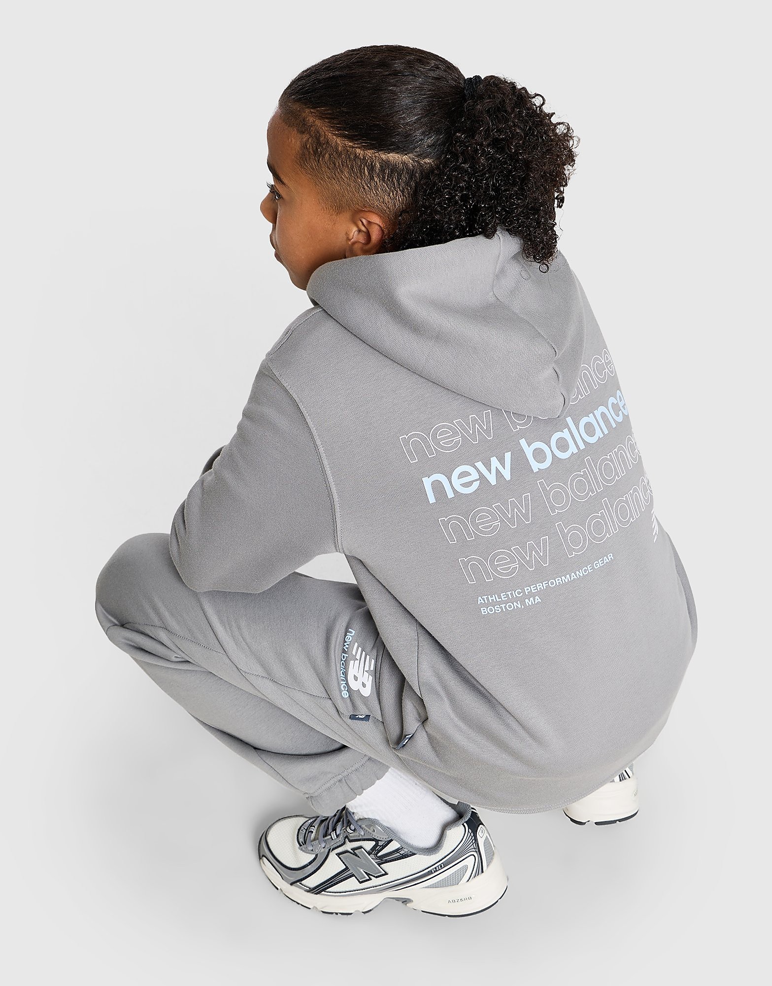 New Balance Stack Back Logo Hoodie Junior Grijs Kind Grijs