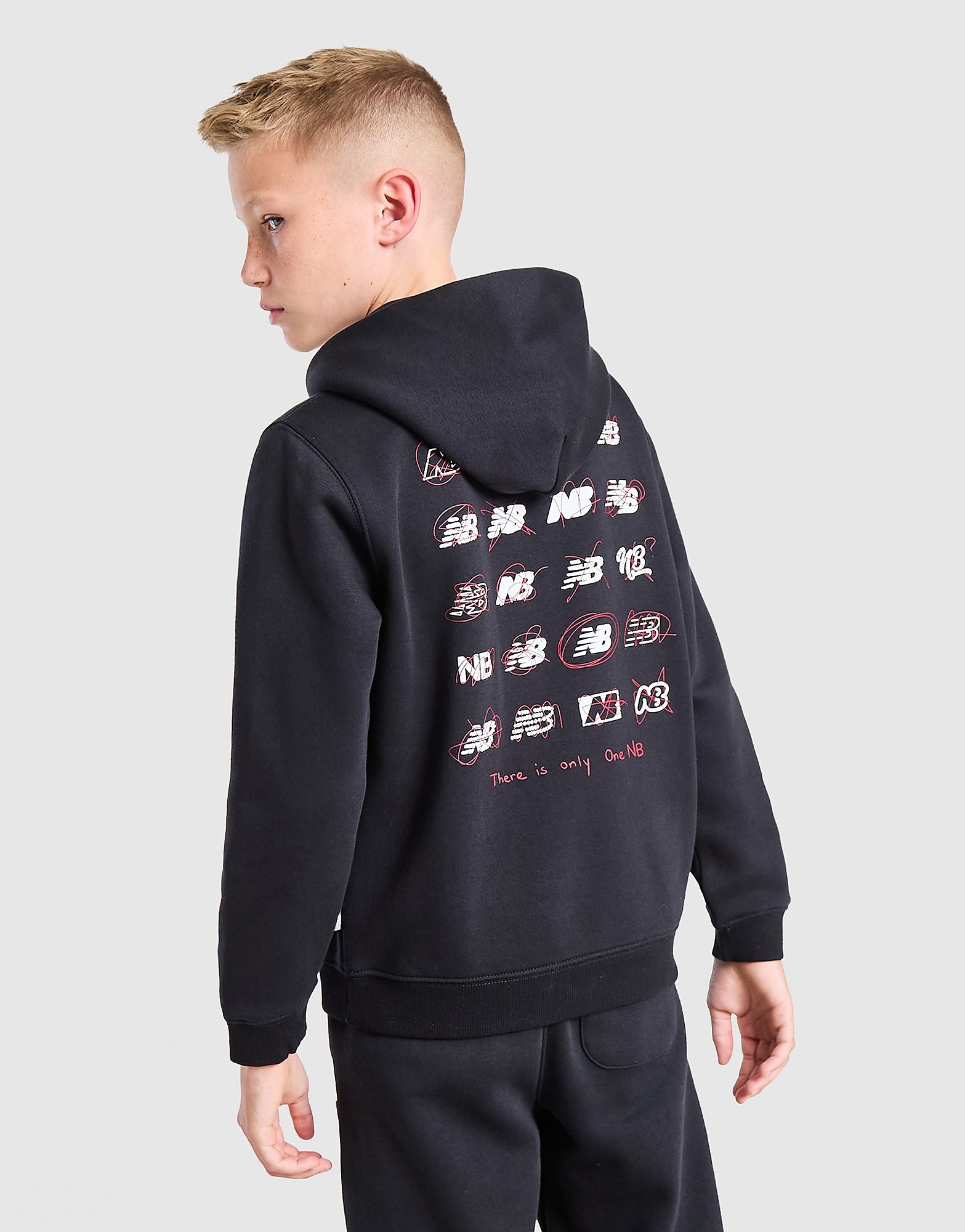 New Balance Multi Logo Back Graphic Hoodie Junior - Zwart - Kind, Zwart