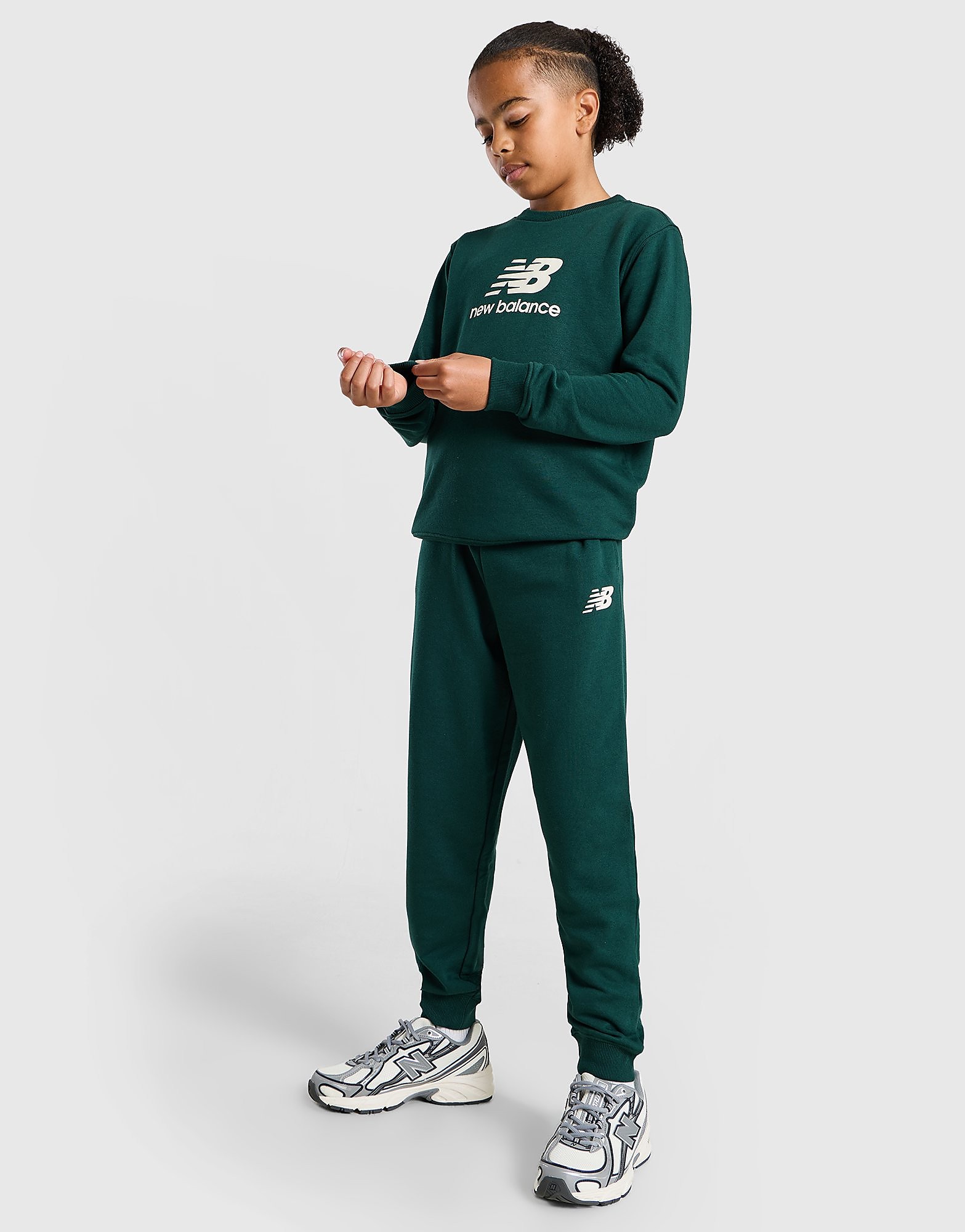 New Balance Large Logo Crew Tracksuit Junior - Groen - Kind, Groen